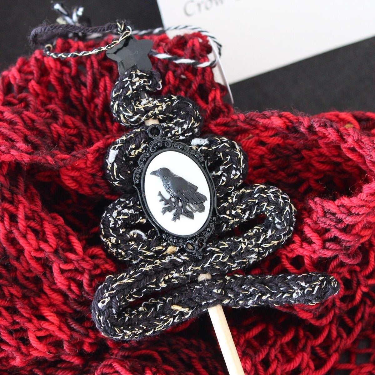 Gothic Crow Tree Ornament with Obsidian Star