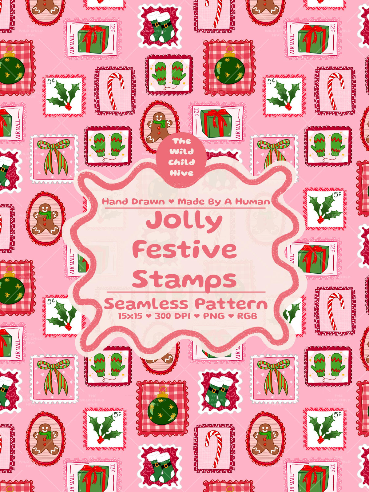 Preppy Christmas Patchwork Seamless Pattern Xmas Holiday Fabric Sublimation Vintage Stamps Seasonal Commercial Use Hand-Drawn Digital Paper