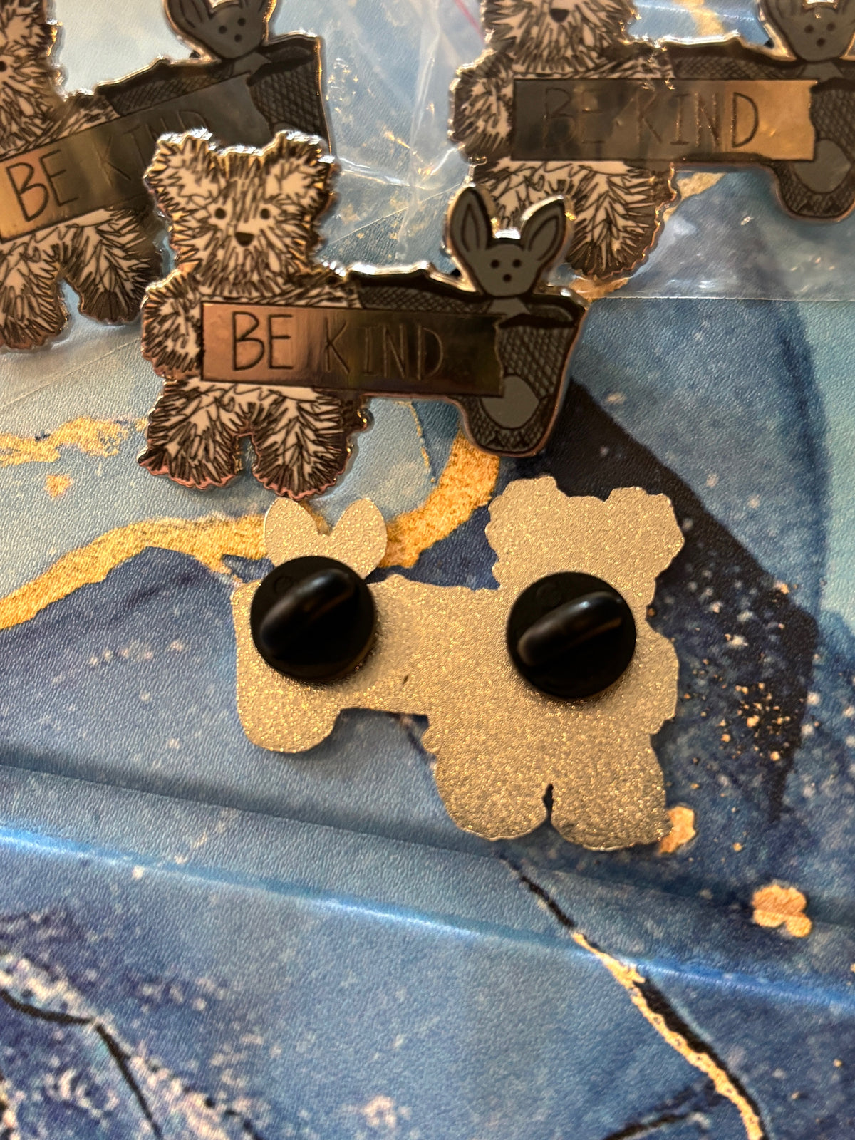 Be Kind bear and bat pin