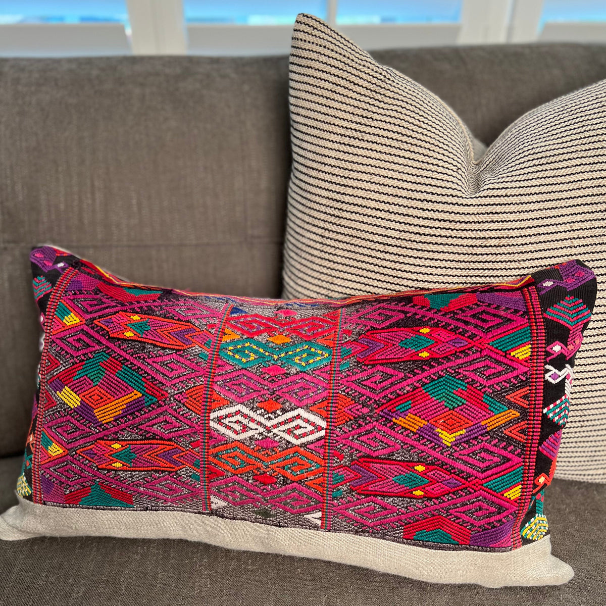 Natural Nettle Fiber Pillow Cover – Artisan-Made, Earth-Tone Home Décor