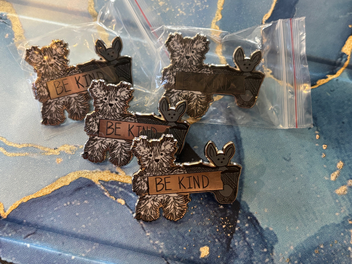 Be Kind bear and bat pin