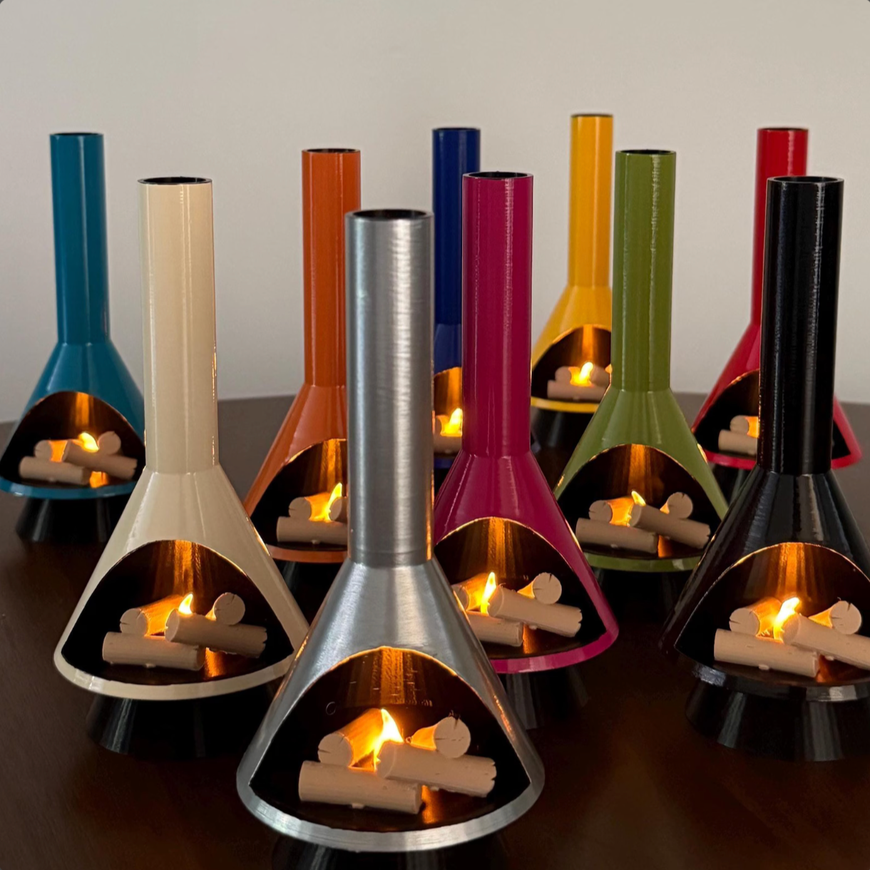 Miniature Mid-Century Modern-style LED Fireplace (1:12 scale)