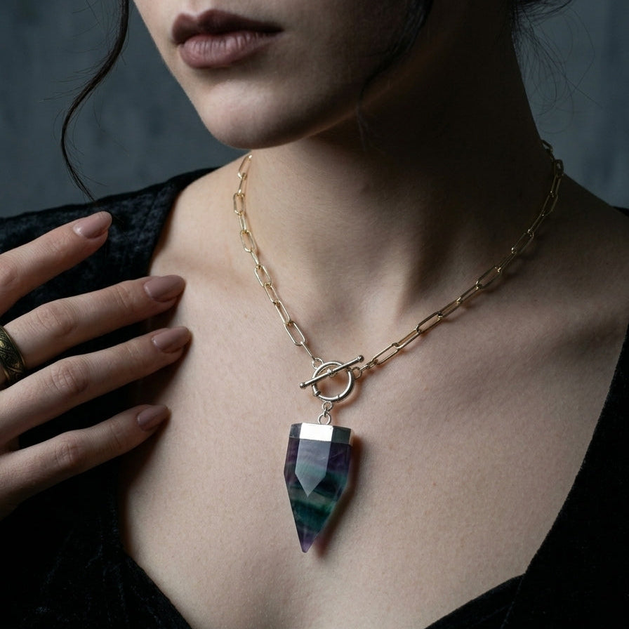 Crystal Pendulum Necklace Silver or Gold Chain