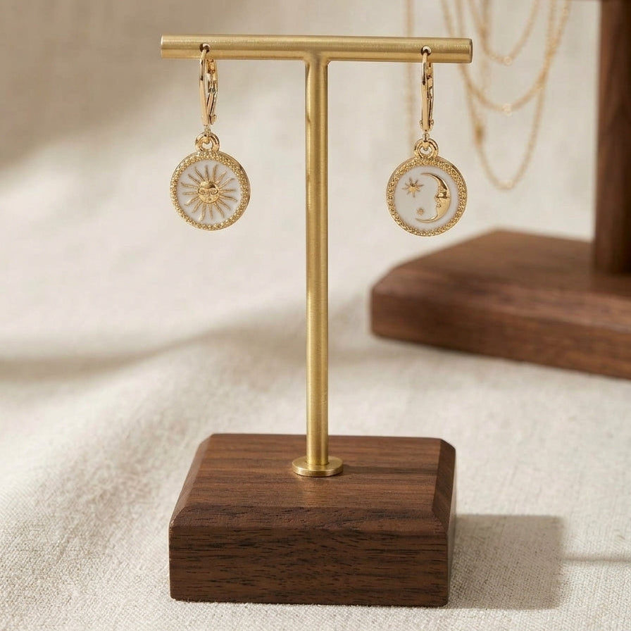 Gold Filled Celestial Moon and Sun Earrings