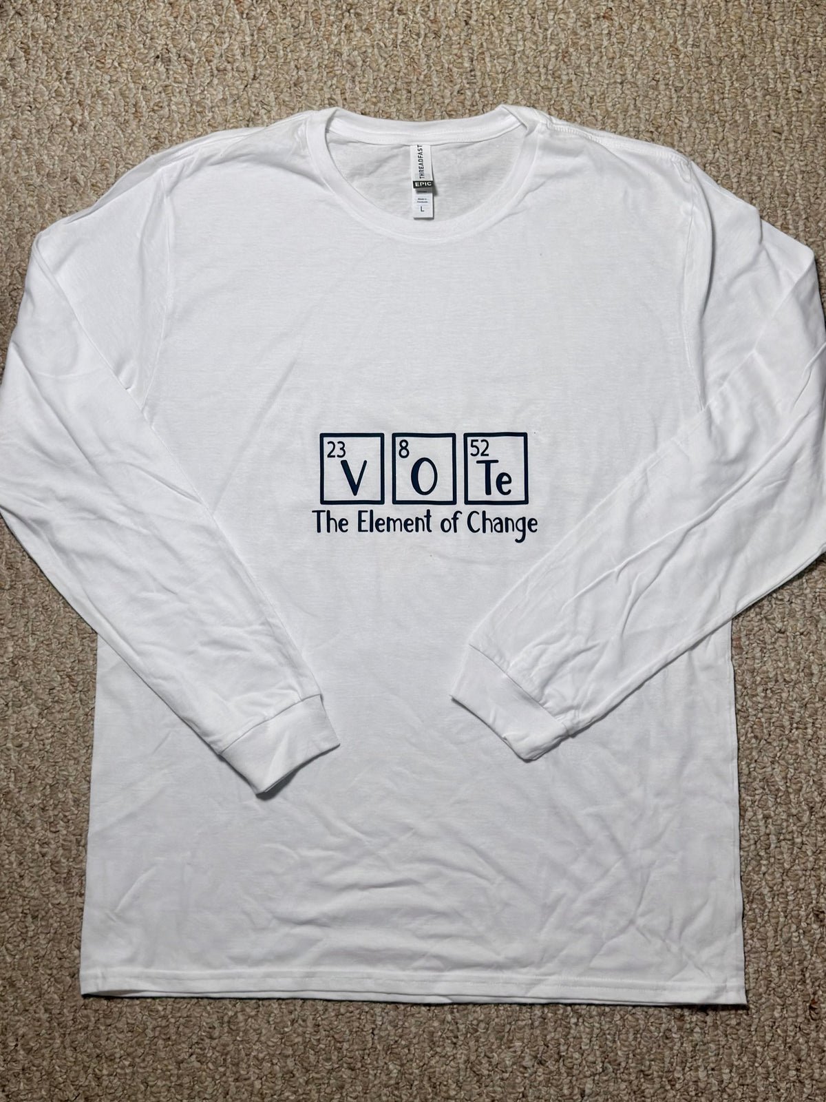 VOTE The Element of Change in Periodic Table form, long-sleeve t-shirt, Unisex L,
