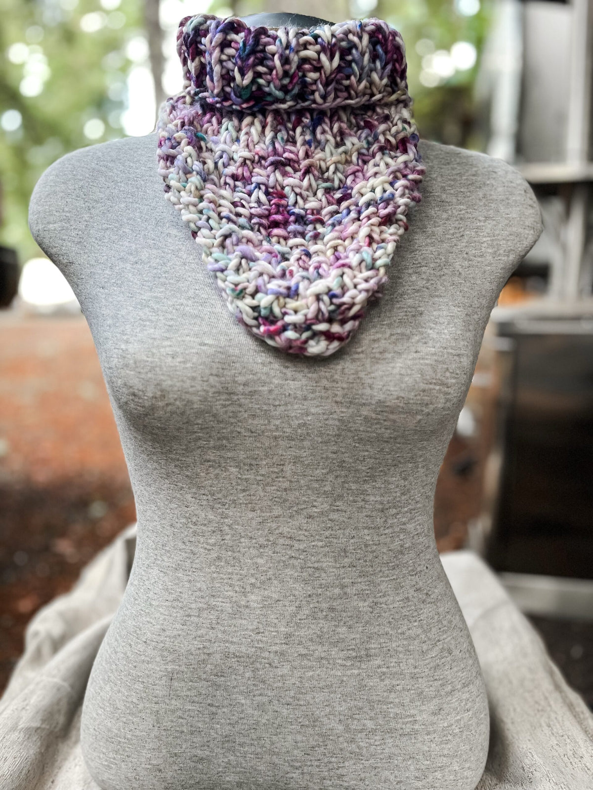 Chunky hand-dyed merino bandana cowl