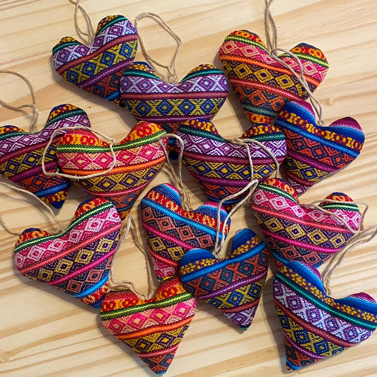 Aguayo Heart Ornaments - multi-colored