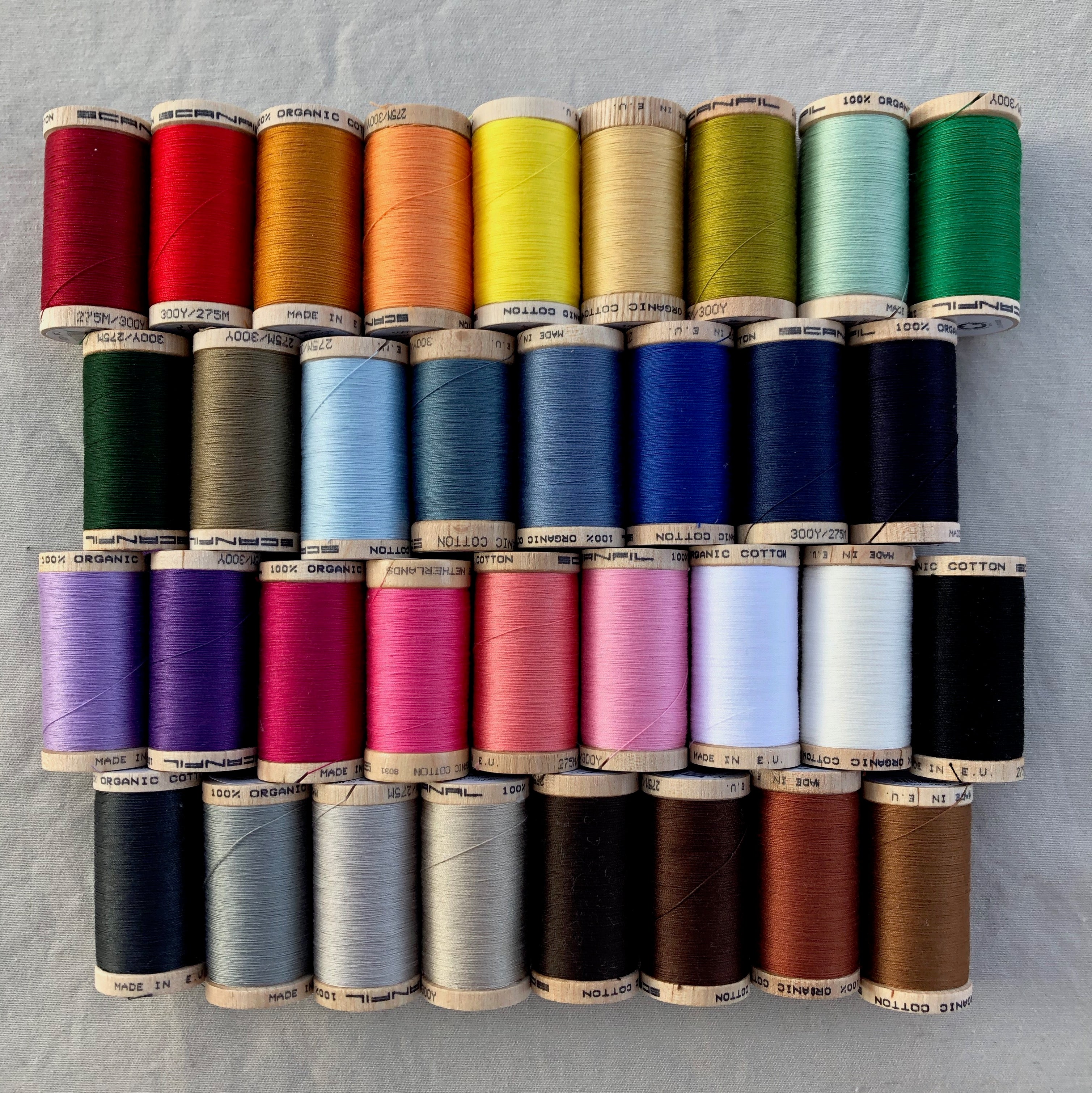 Scanfil Organic Cotton Sewing Thread 300 Yard Spools