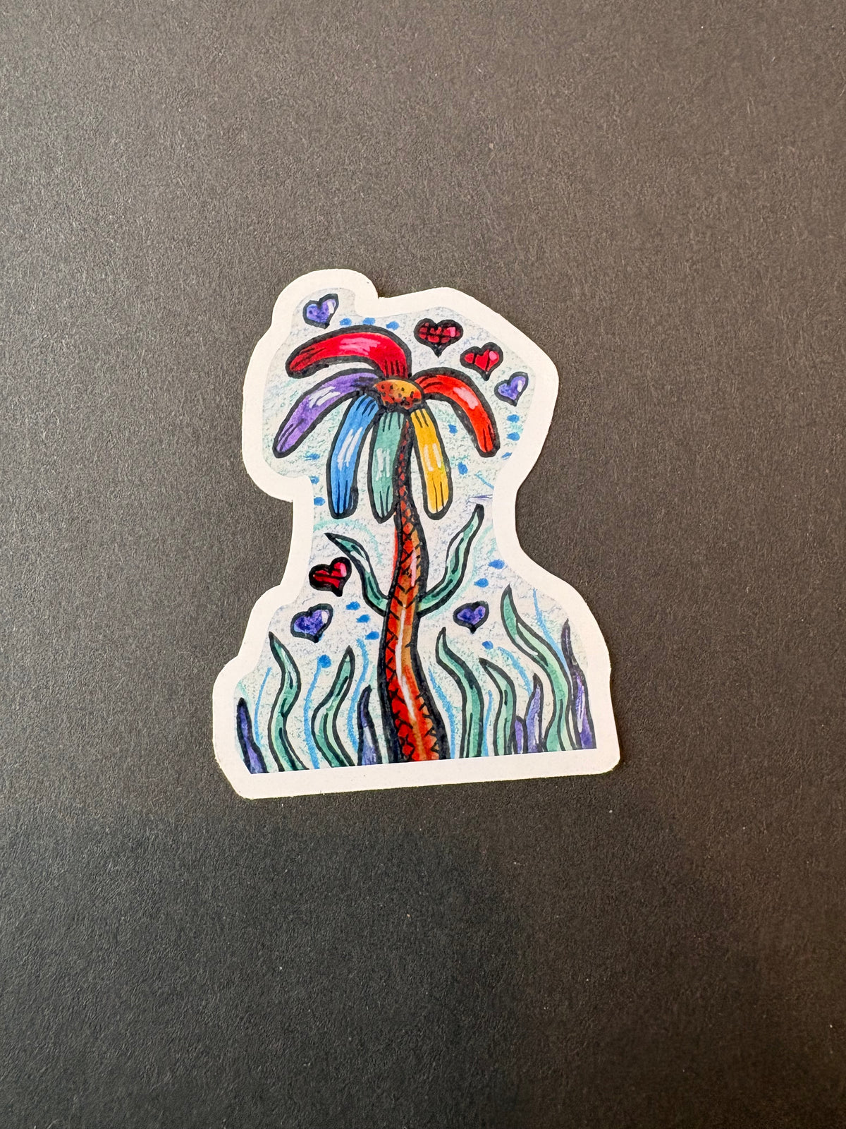 Rainbow Flower Sticker, glossy