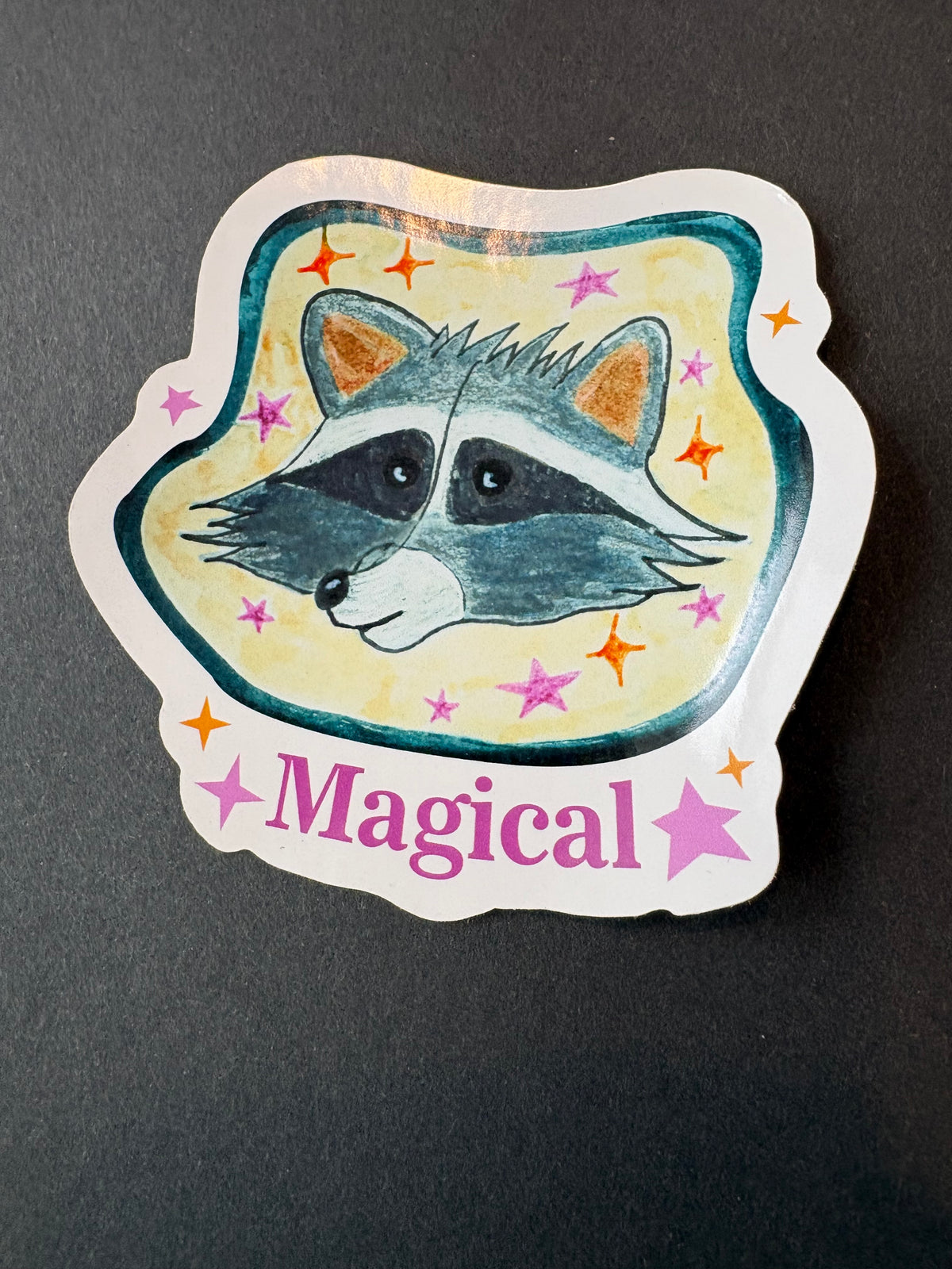 Magical Raccoon, glossy sticker