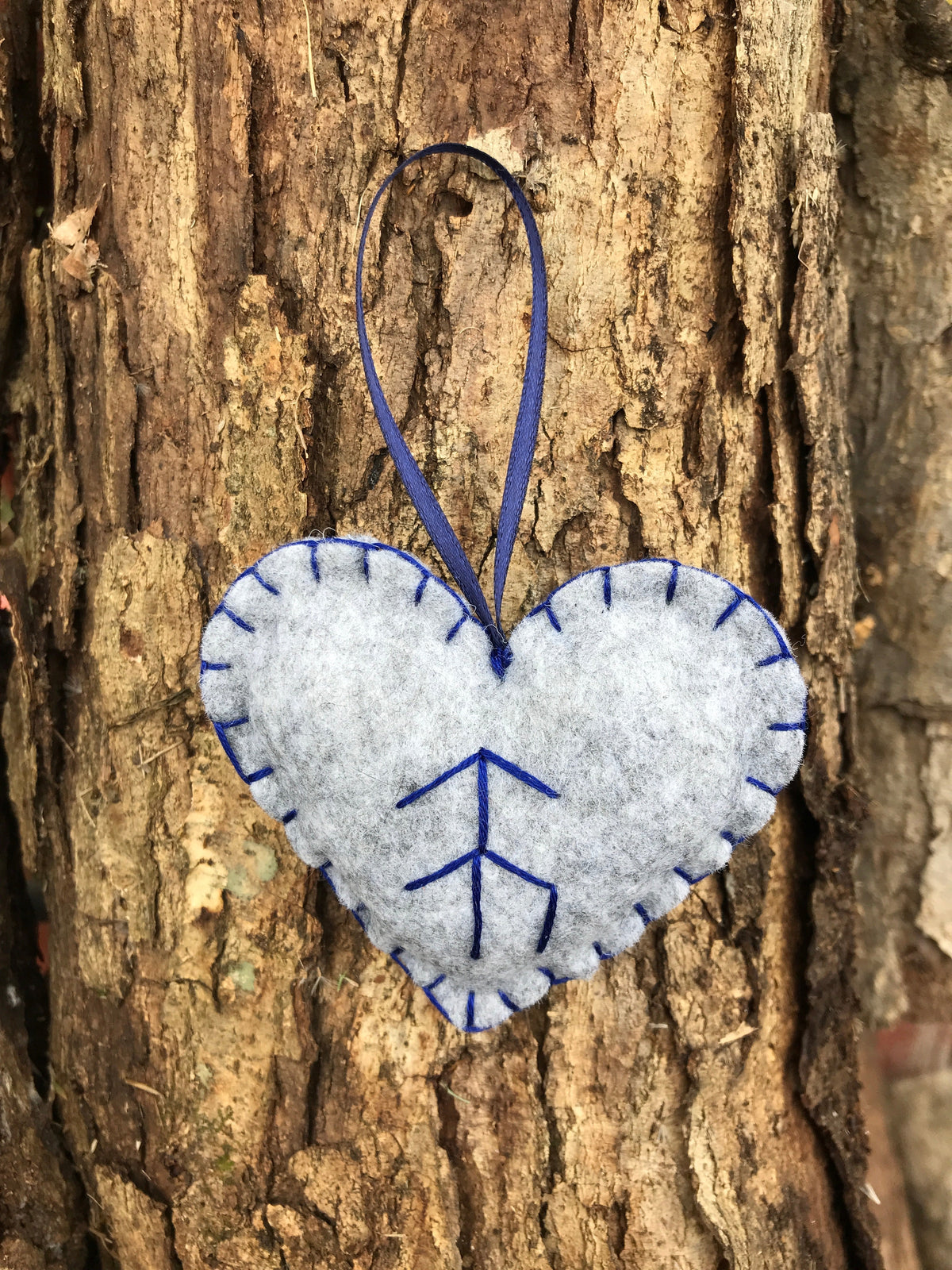 Hope Viking rune felt heart Christmas ornament