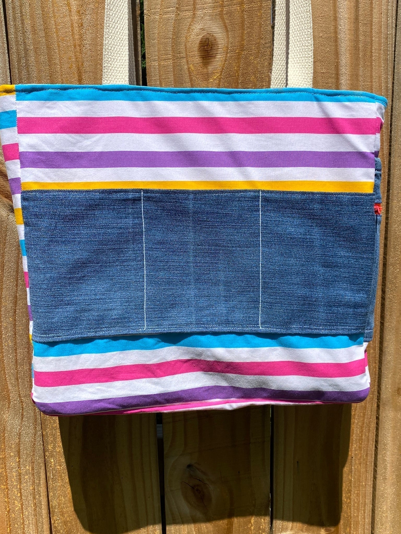 Axolotl Upcycled Denim Tote Bag