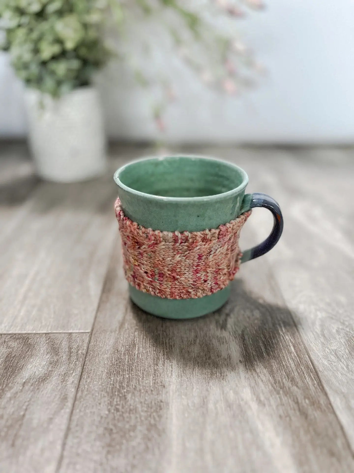 Hand-dyed merino mug cozy