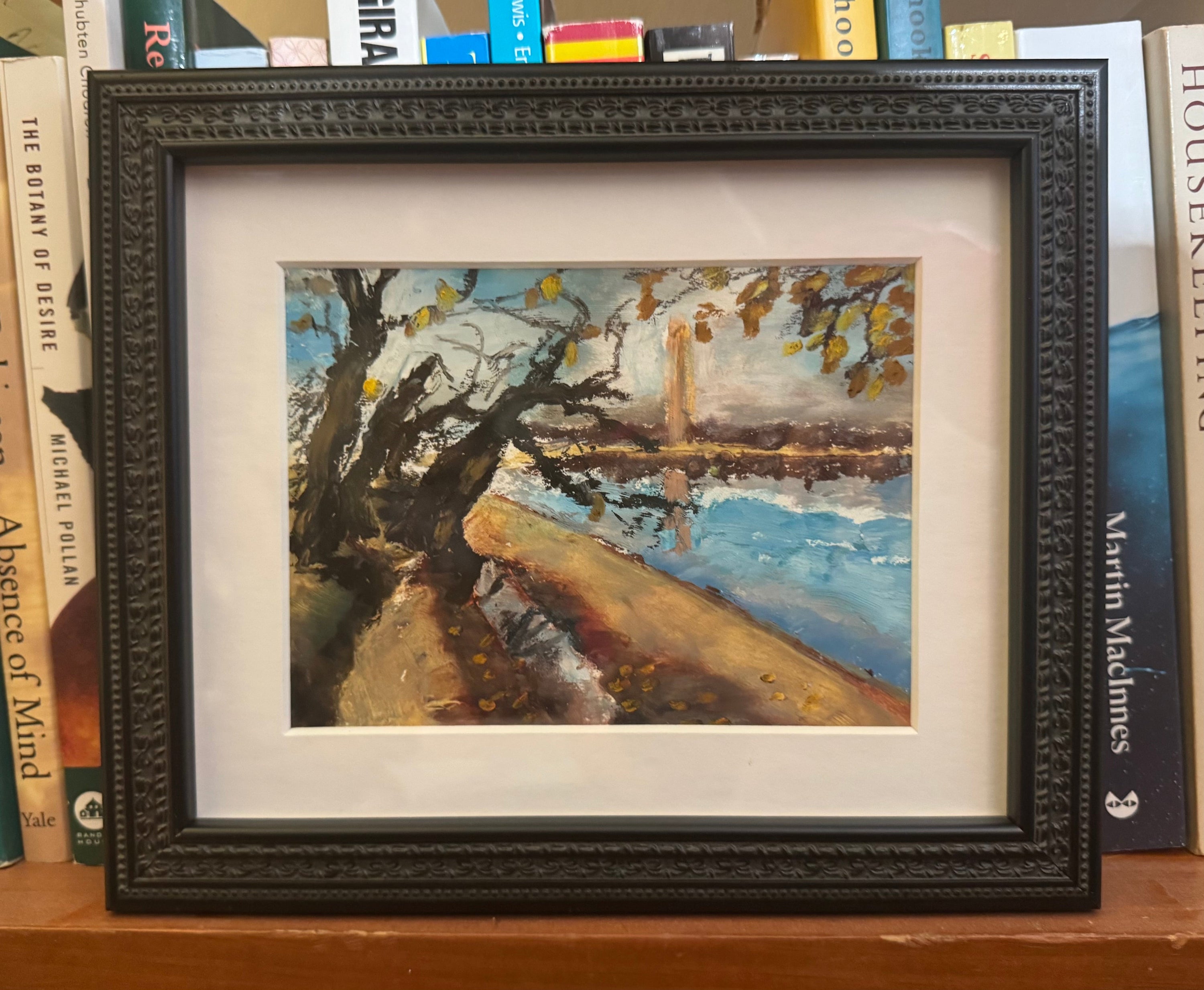 Tidal Basin in Autumn, Expressive Painting: Original Framed Artwork