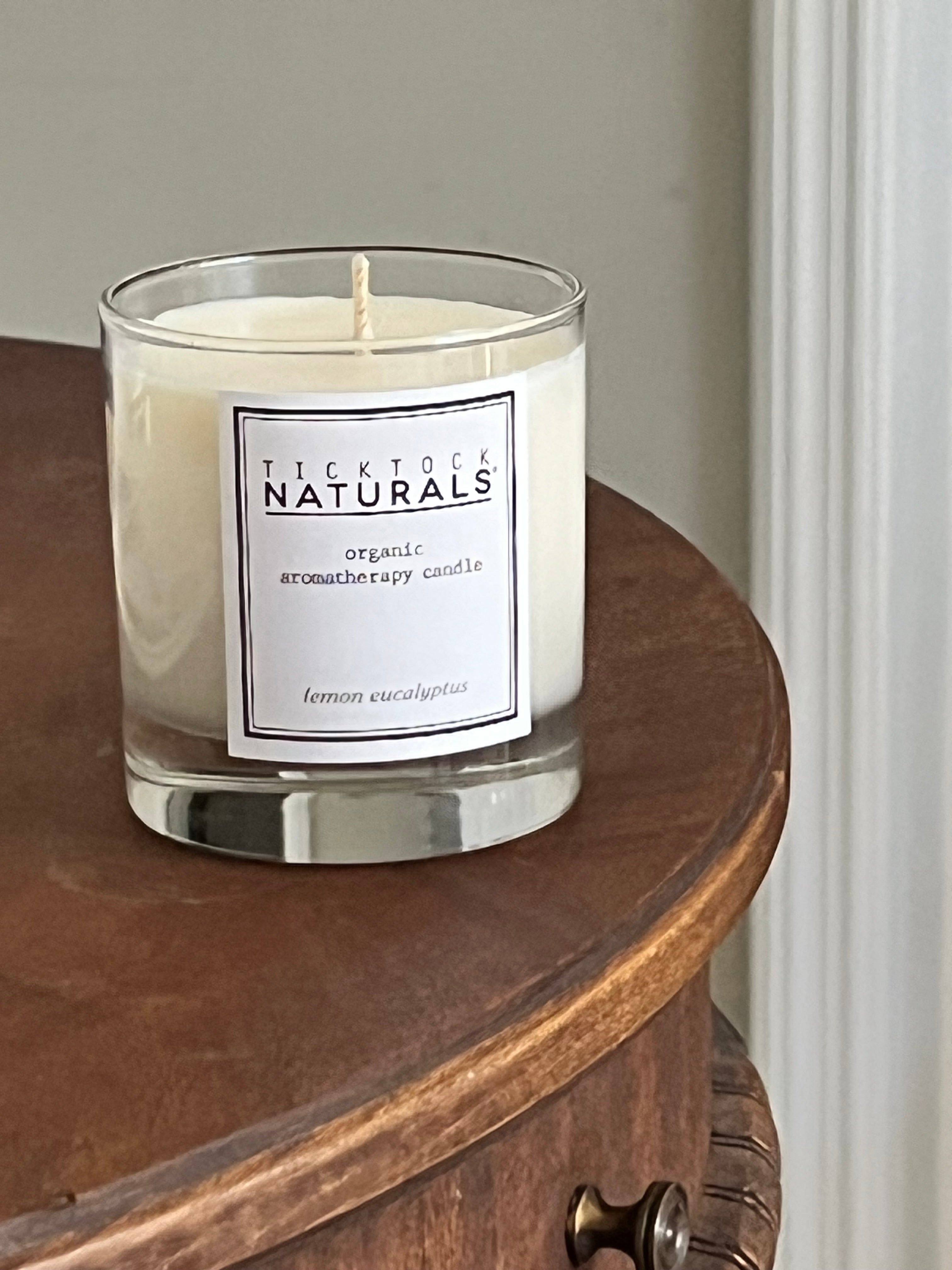 Tick Tock Naturals Organic Lemon Eucalyptus Aromatherapy Candle 7 oz