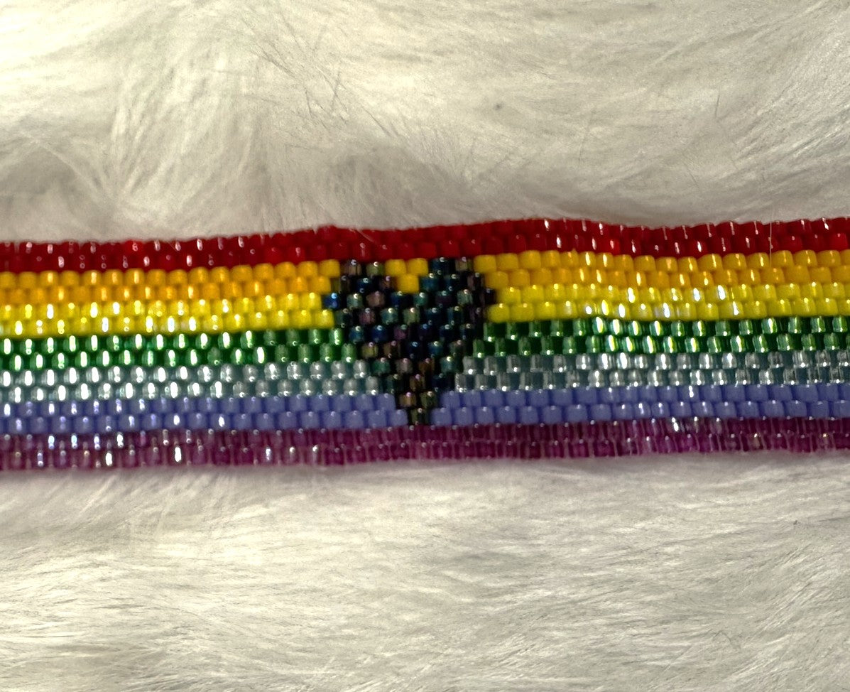 Rainbow Bracelet with Heart - Choose from Gold or Silver Plated Clasp