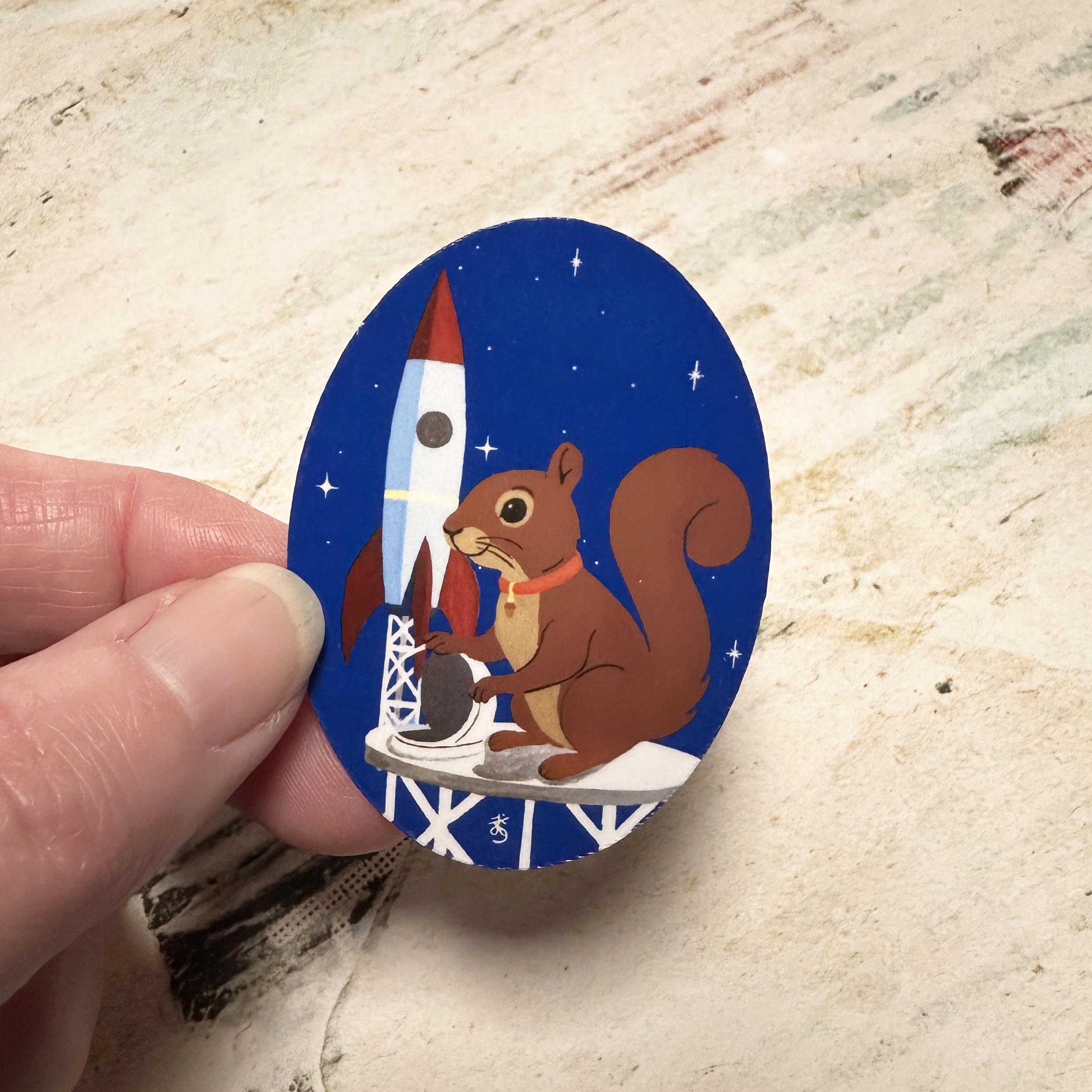 Space Squirrel Atomic Age Sticker, Vintage Style, Original Art Decal