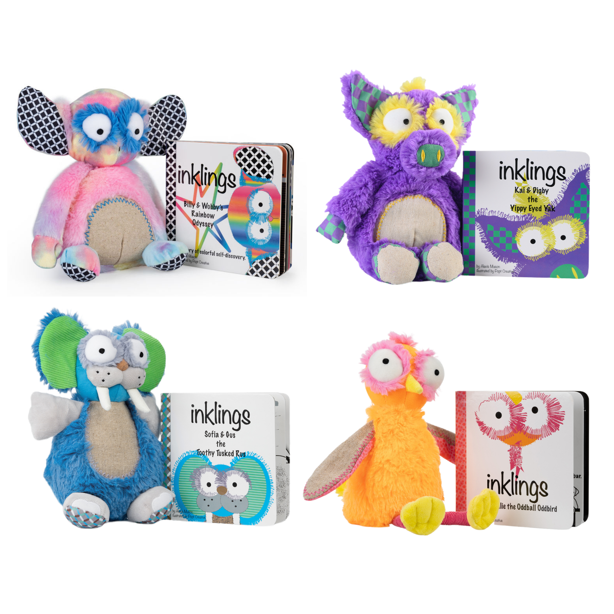 Inklings Baby Ultimate Toy and Book Bundle – all 8 characters plush toys and board books baby shower gift- 4 book plush gift sets