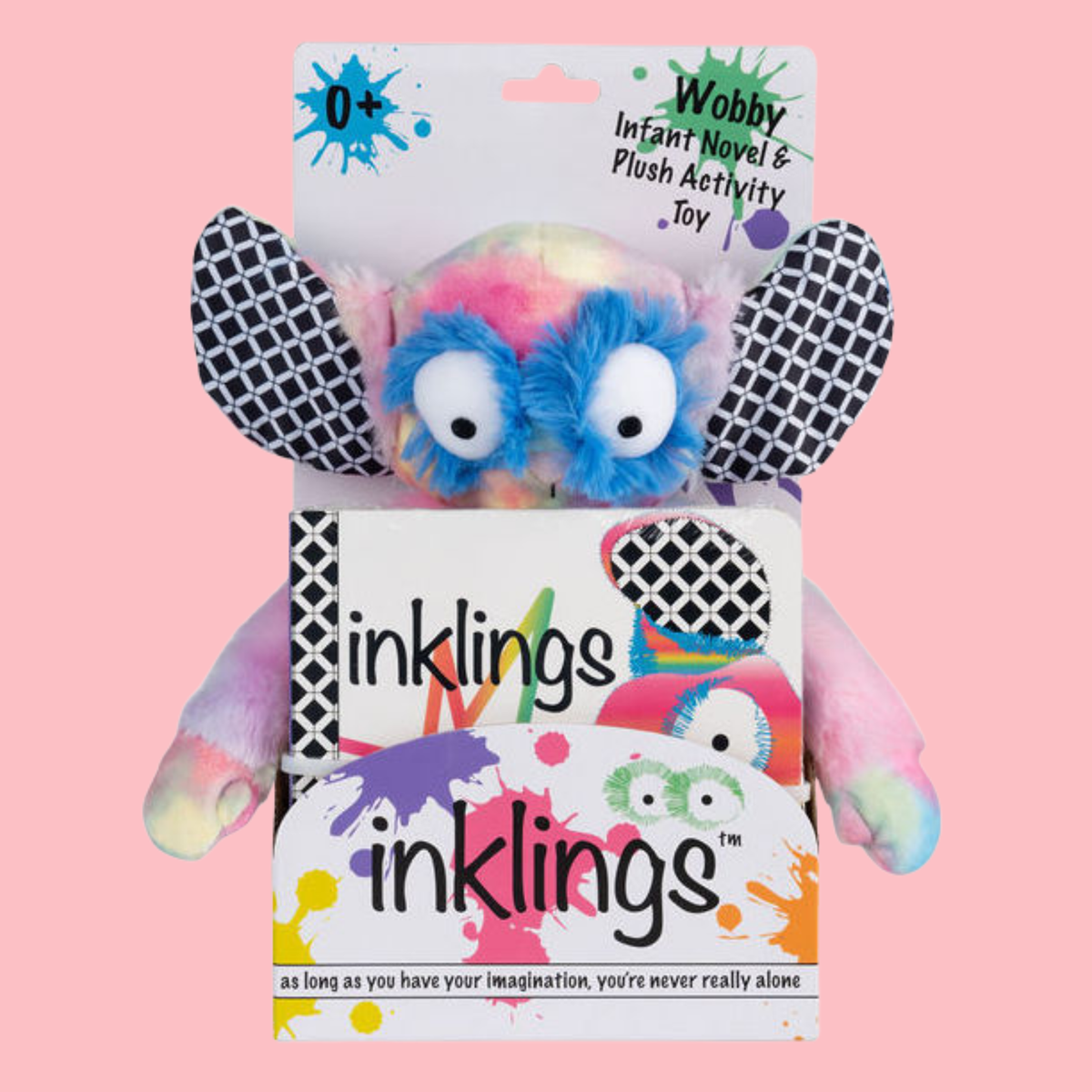 Rainbow Wobby Inklings Baby rainbow plush stuffed toy – LGBTQ inclusive pride baby gift with crinkle ears and belly rattle