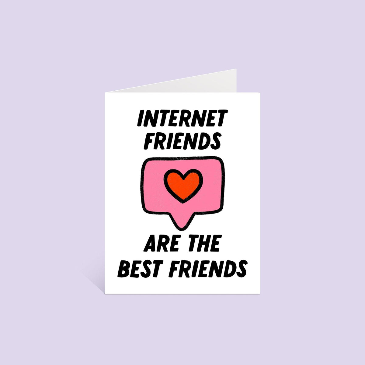 Internet friends greeting card flat lay — funny long distance friendship card by indie artist MangoIllustrated