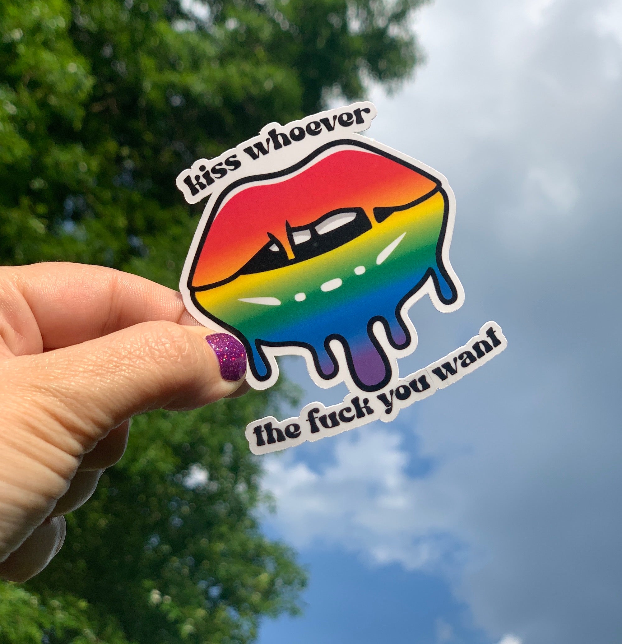 Say Gay Pride Lips Handmade Stickers