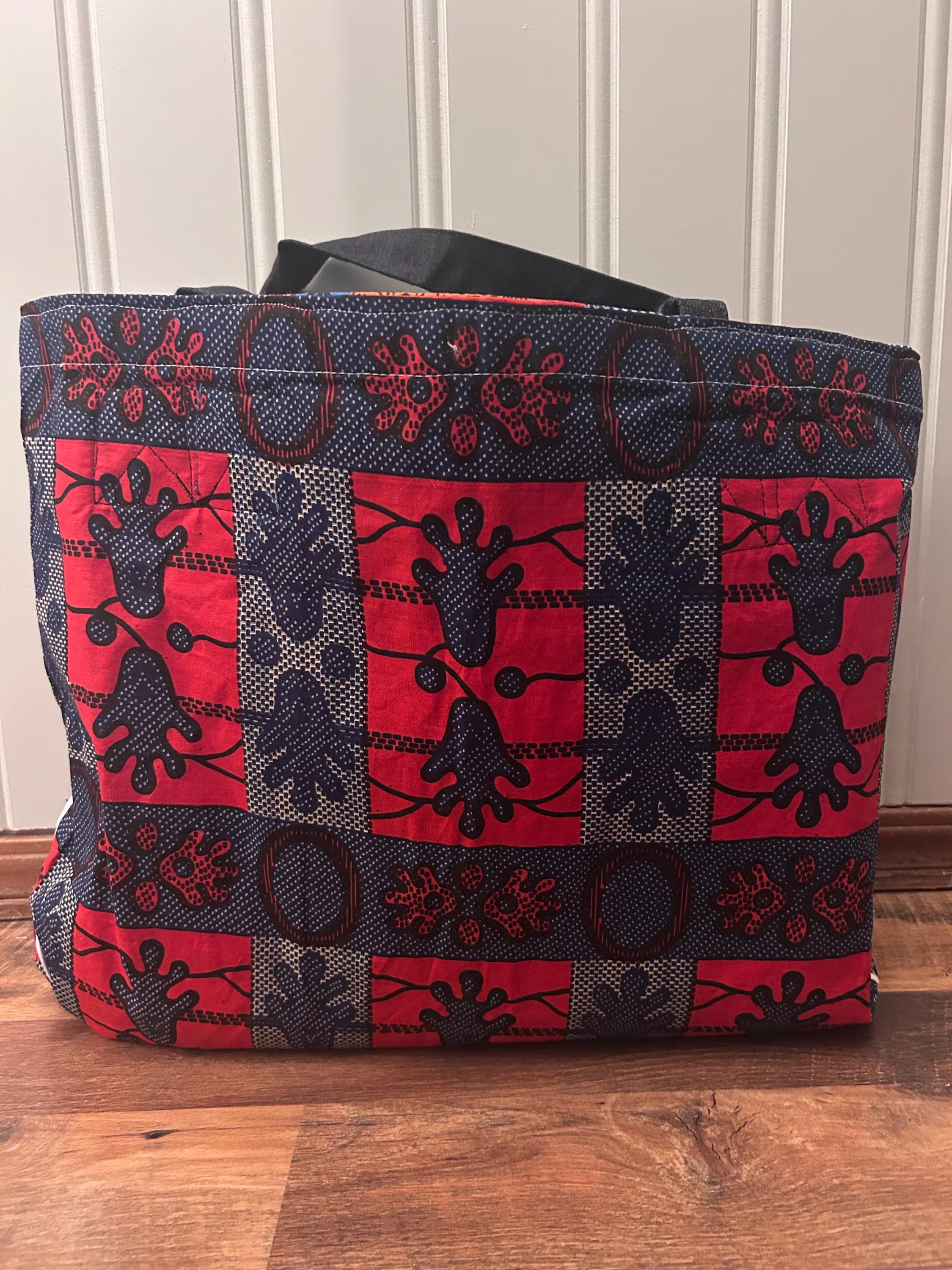 Handmade Reversible West African Fabric Cloth Tote Carrying Bag