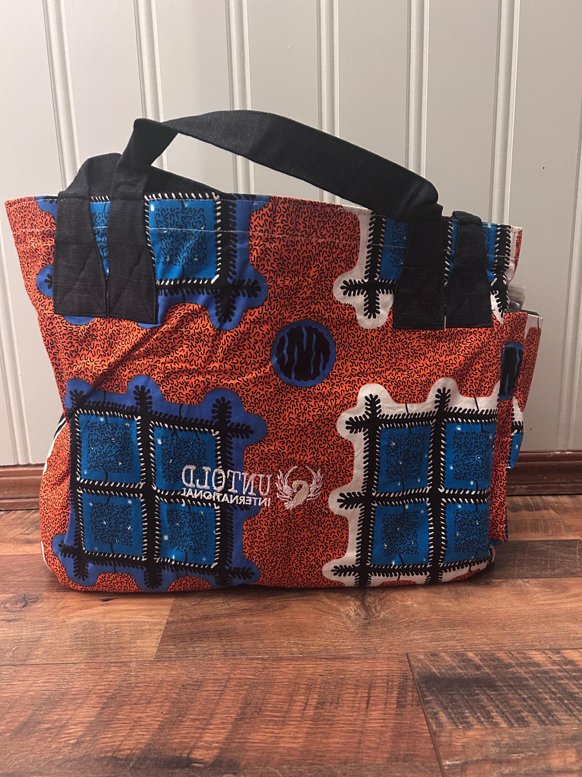 Handmade Reversible West African Fabric Cloth Tote Carrying Bag
