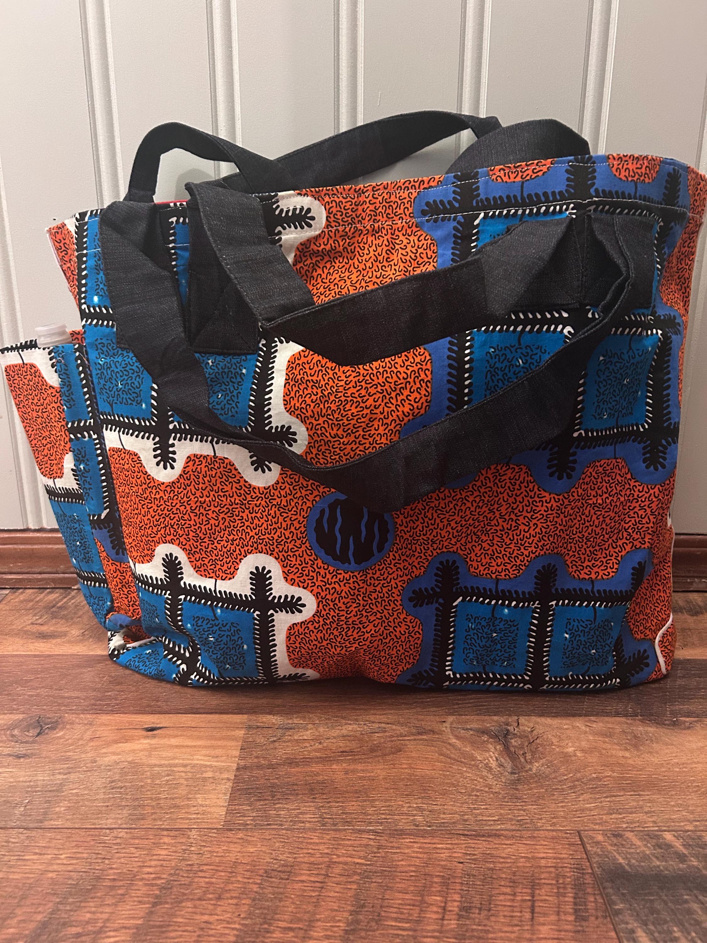 Handmade Reversible West African Fabric Cloth Tote Carrying Bag