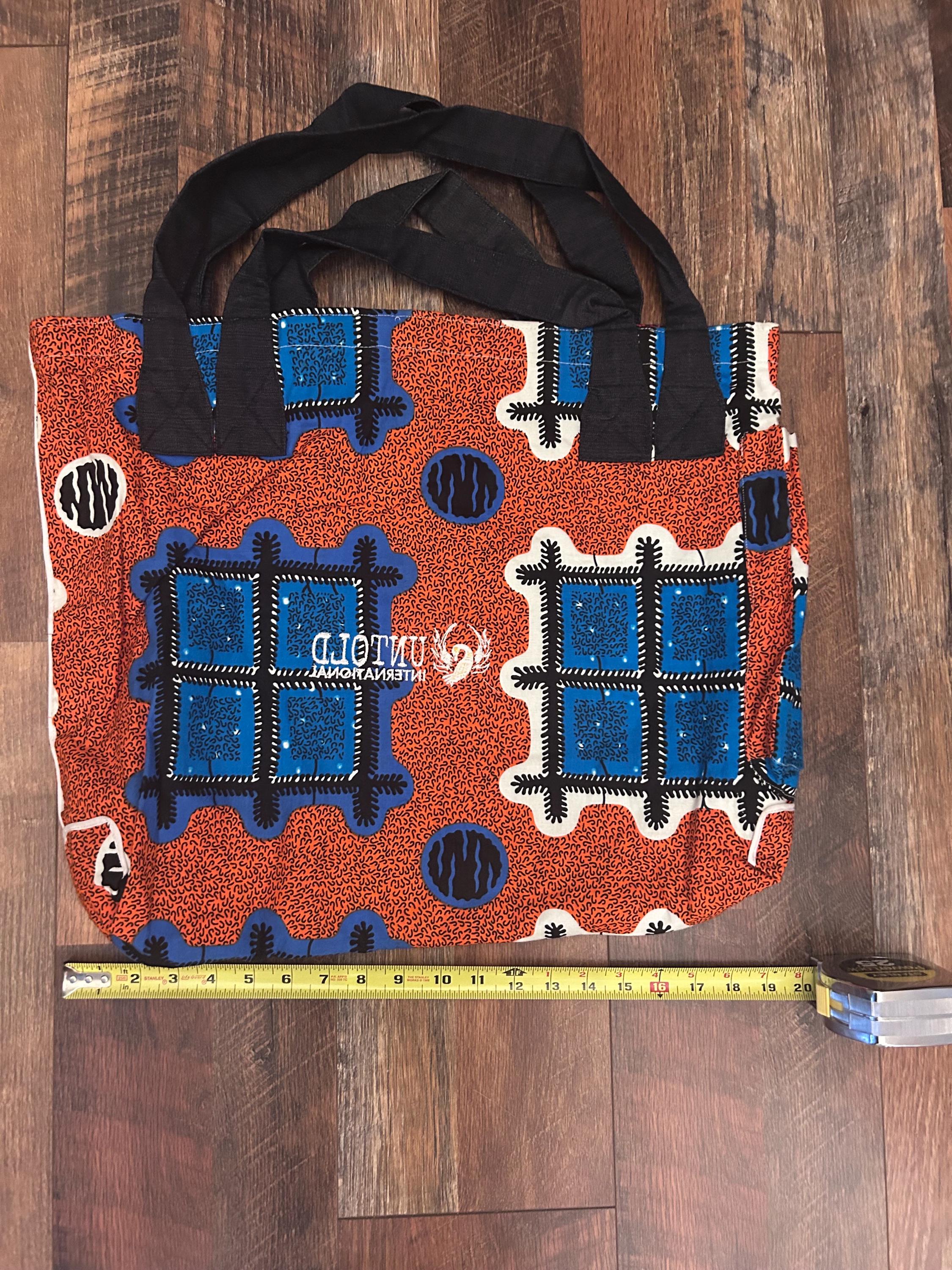 Handmade Reversible West African Fabric Cloth Tote Carrying Bag