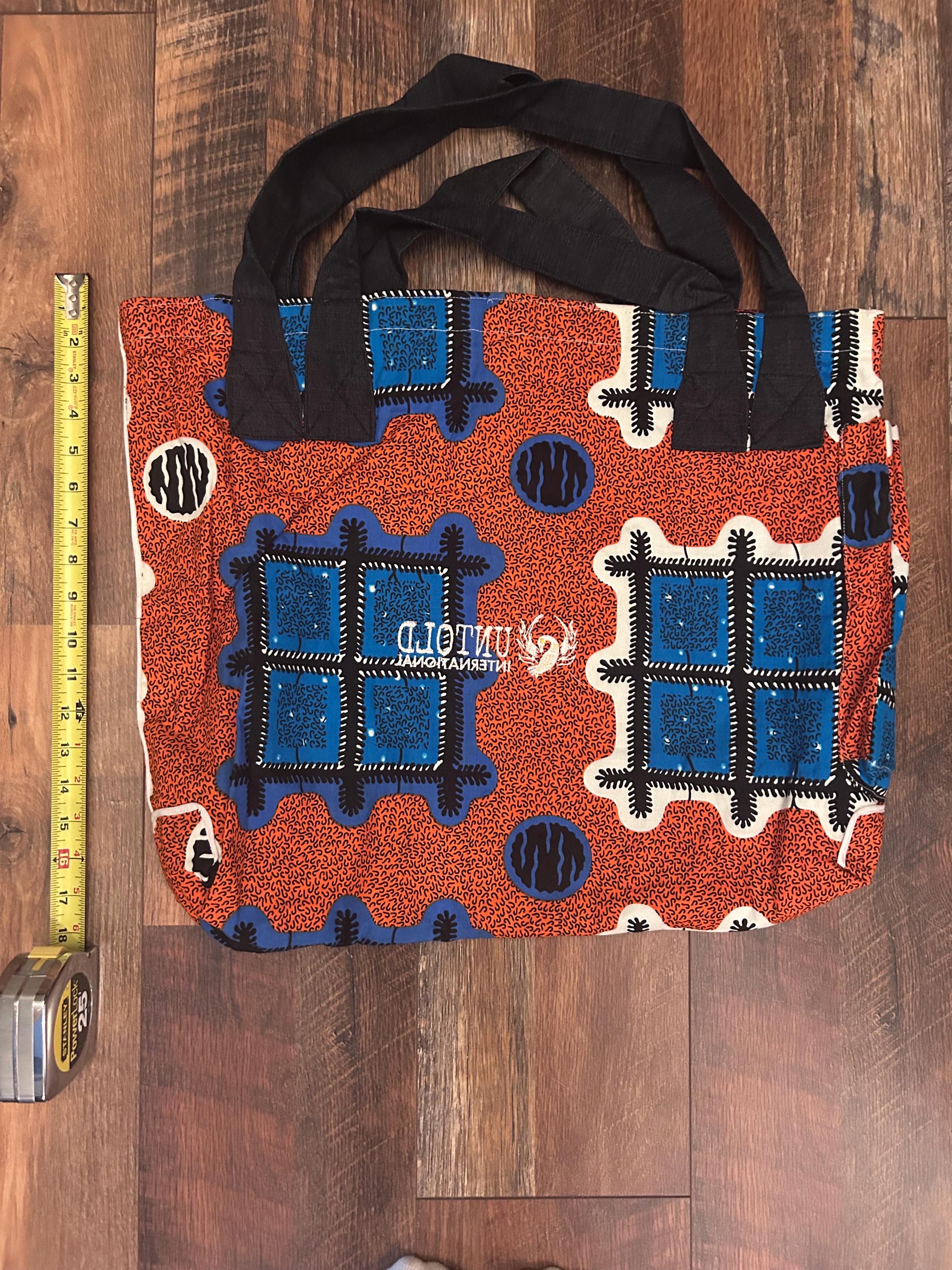 Handmade Reversible West African Fabric Cloth Tote Carrying Bag