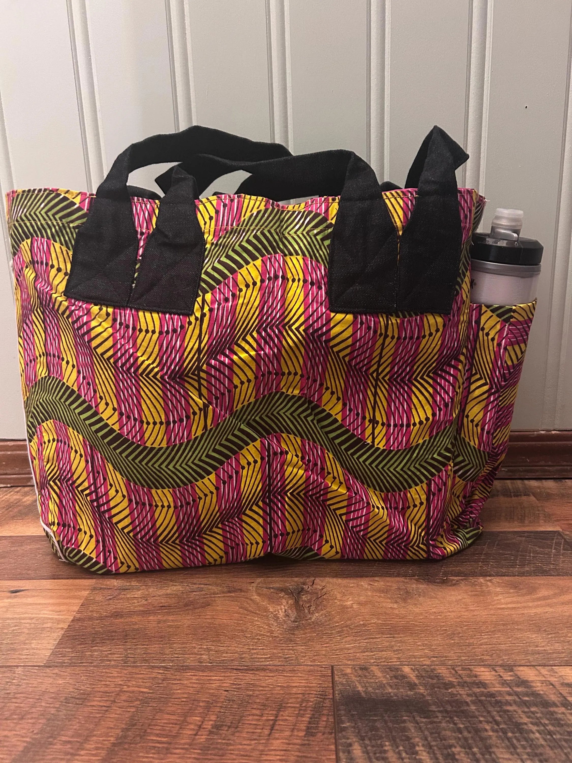 Handmade Reversible West African Fabric Cloth Tote Carrying Bag