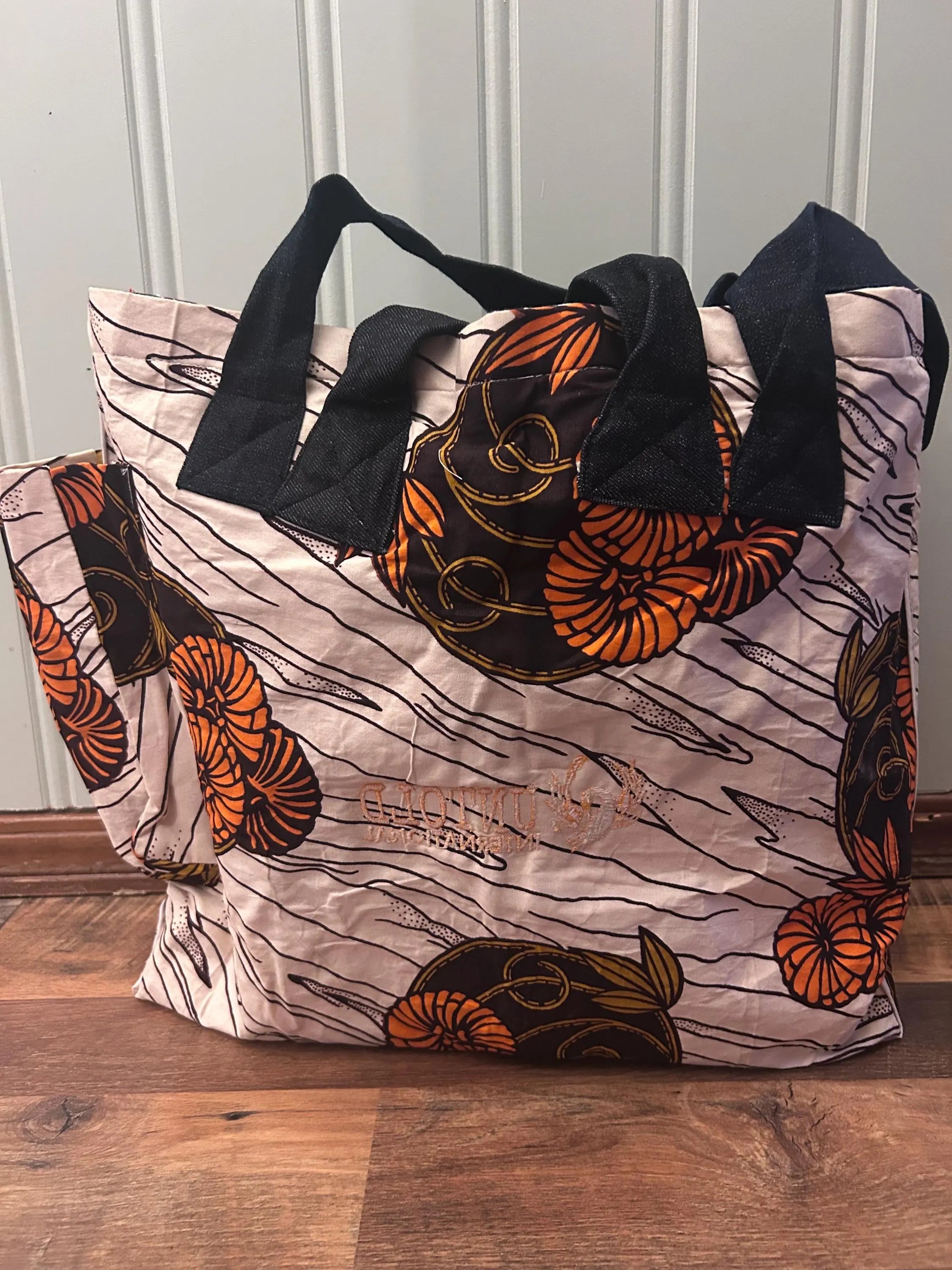 Handmade Reversible West African Fabric Cloth Tote Carrying Bag