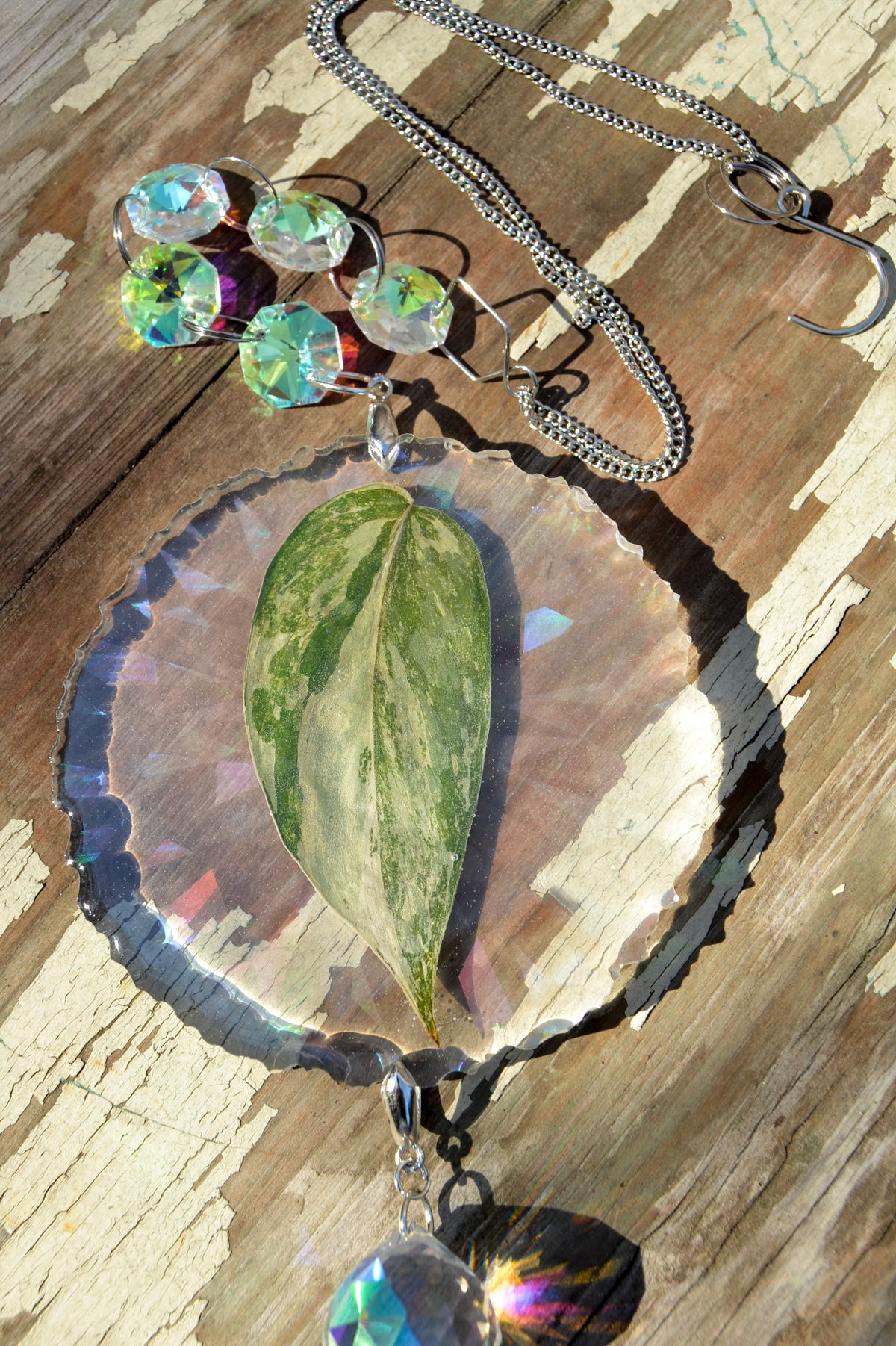 Leaf Suncatcher - Holo S. White Diamond