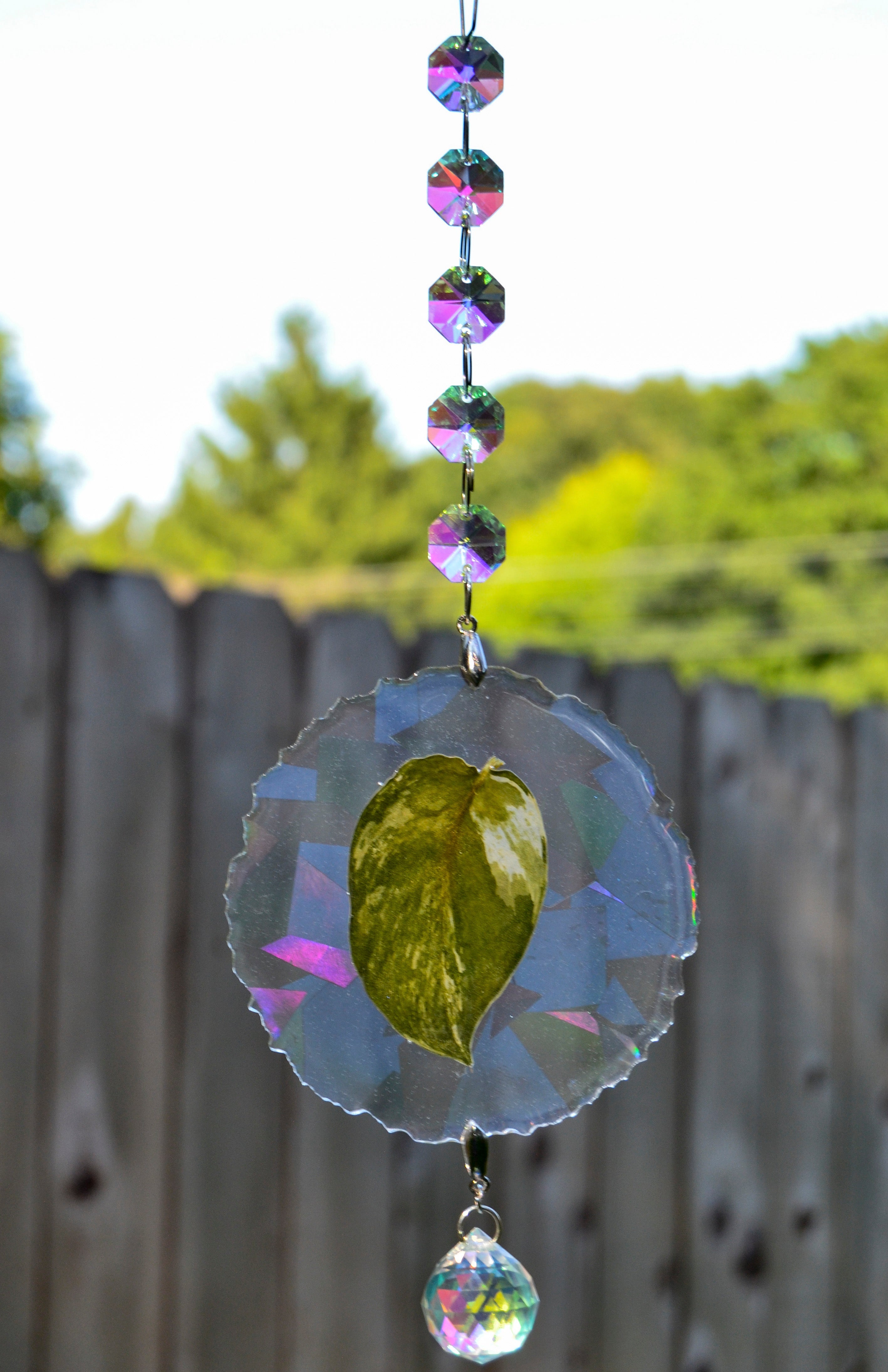 Leaf Suncatcher - Holo S. White Diamond