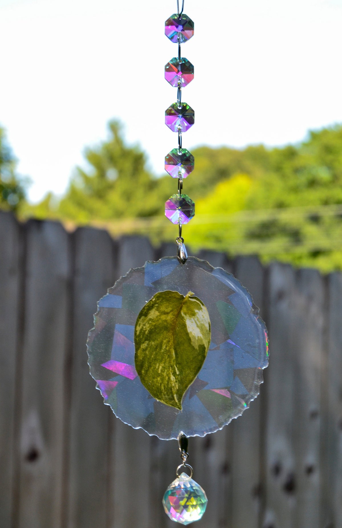 Leaf Suncatcher - Holo S. White Diamond