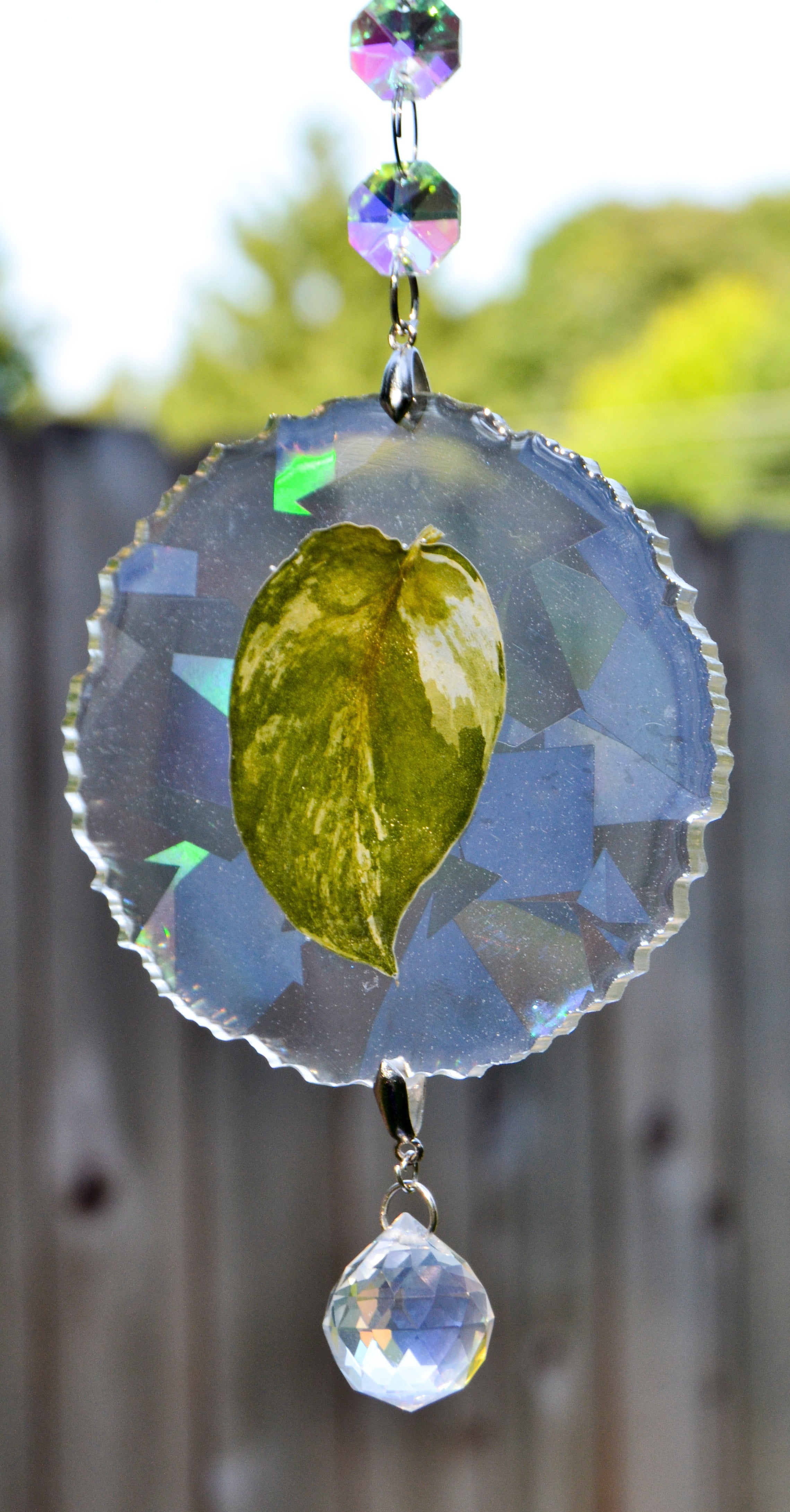 Leaf Suncatcher - Holo S. White Diamond