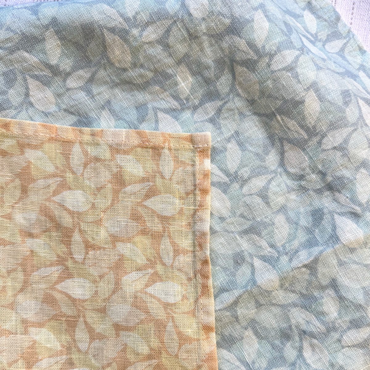 layered hydrangea leaves linen napkins