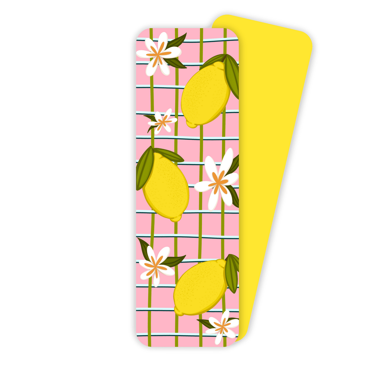 Lemons bookmark flat lay — citrus fruit illustrated bookmark for summer readers by indie artist MangoIllustrated