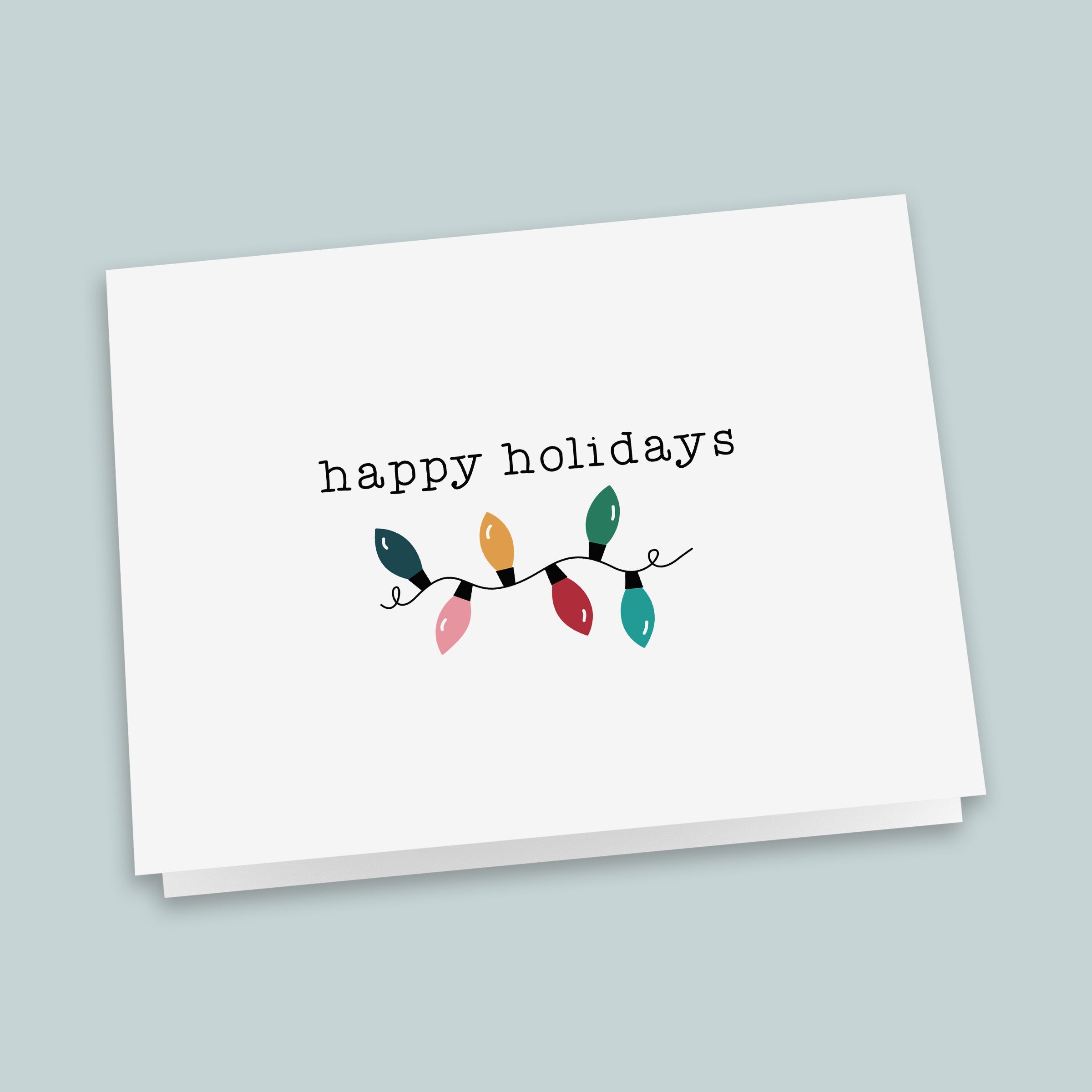 Colorful Holiday String Lights Folded Note Cards - Box of 8