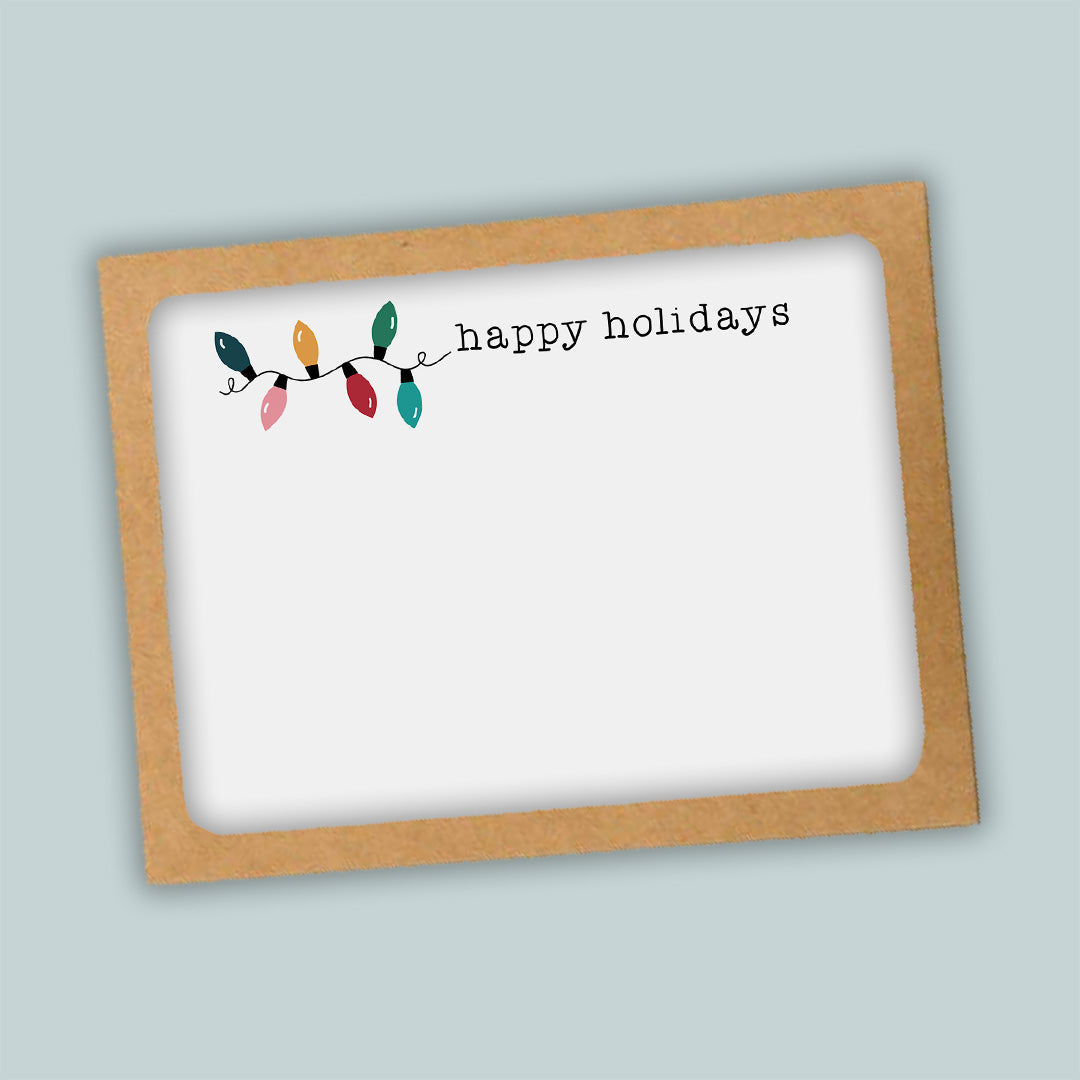 Colorful Holiday String Lights Flat Note Cards - Box of 12