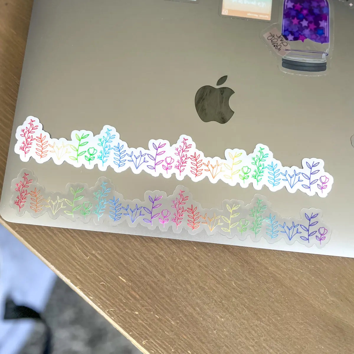 Rainbow botanical line art wraparound sticker