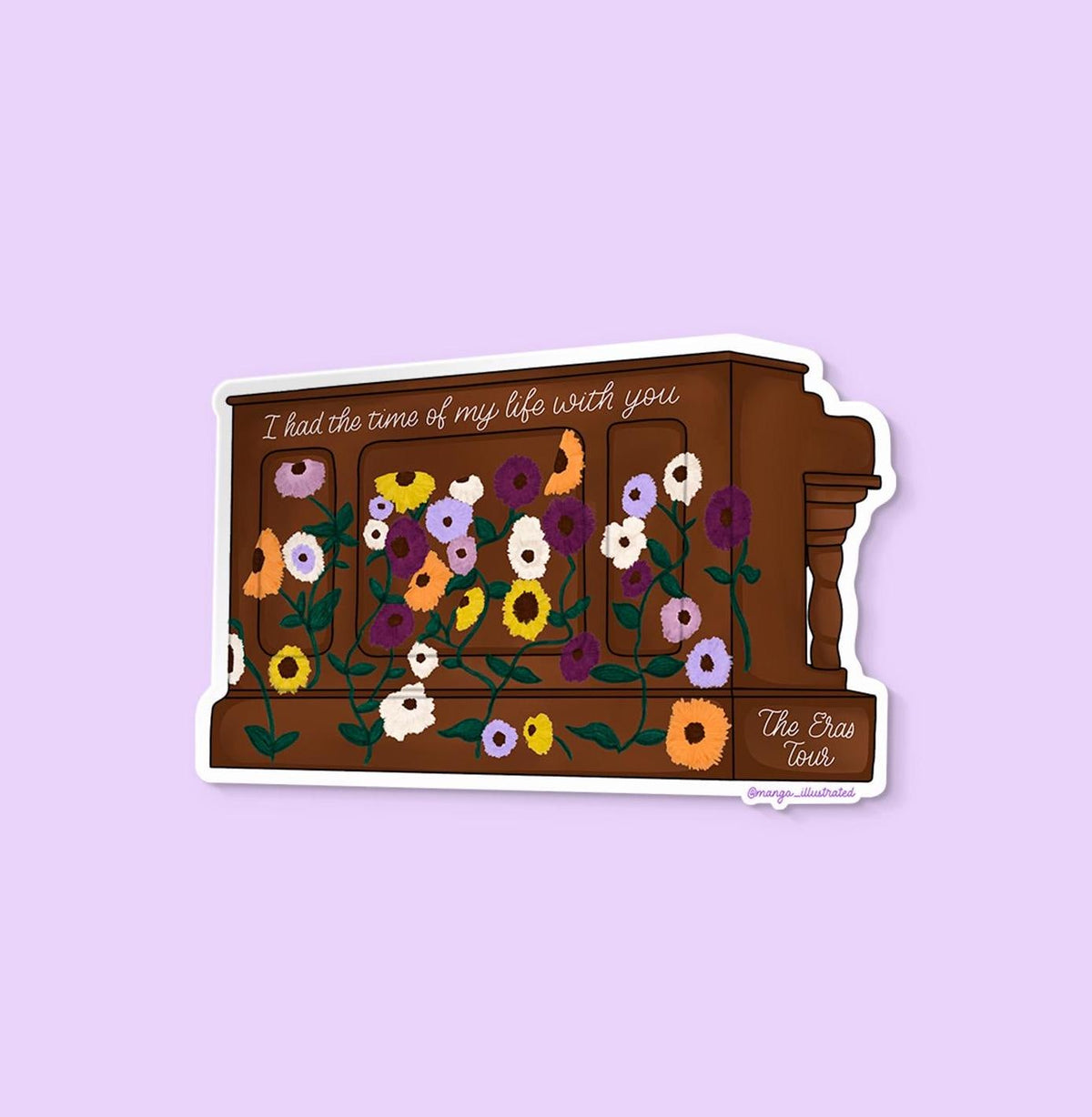 Long Live surprise song acoustic piano sticker — hand drawn piano illustration with script lettering, by MangoIllustrated