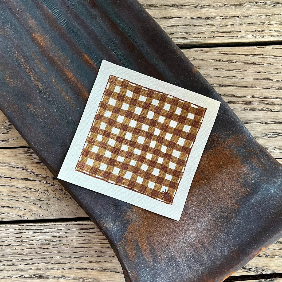 maaterra compostable cotton cocktail napkin with Gingham design
