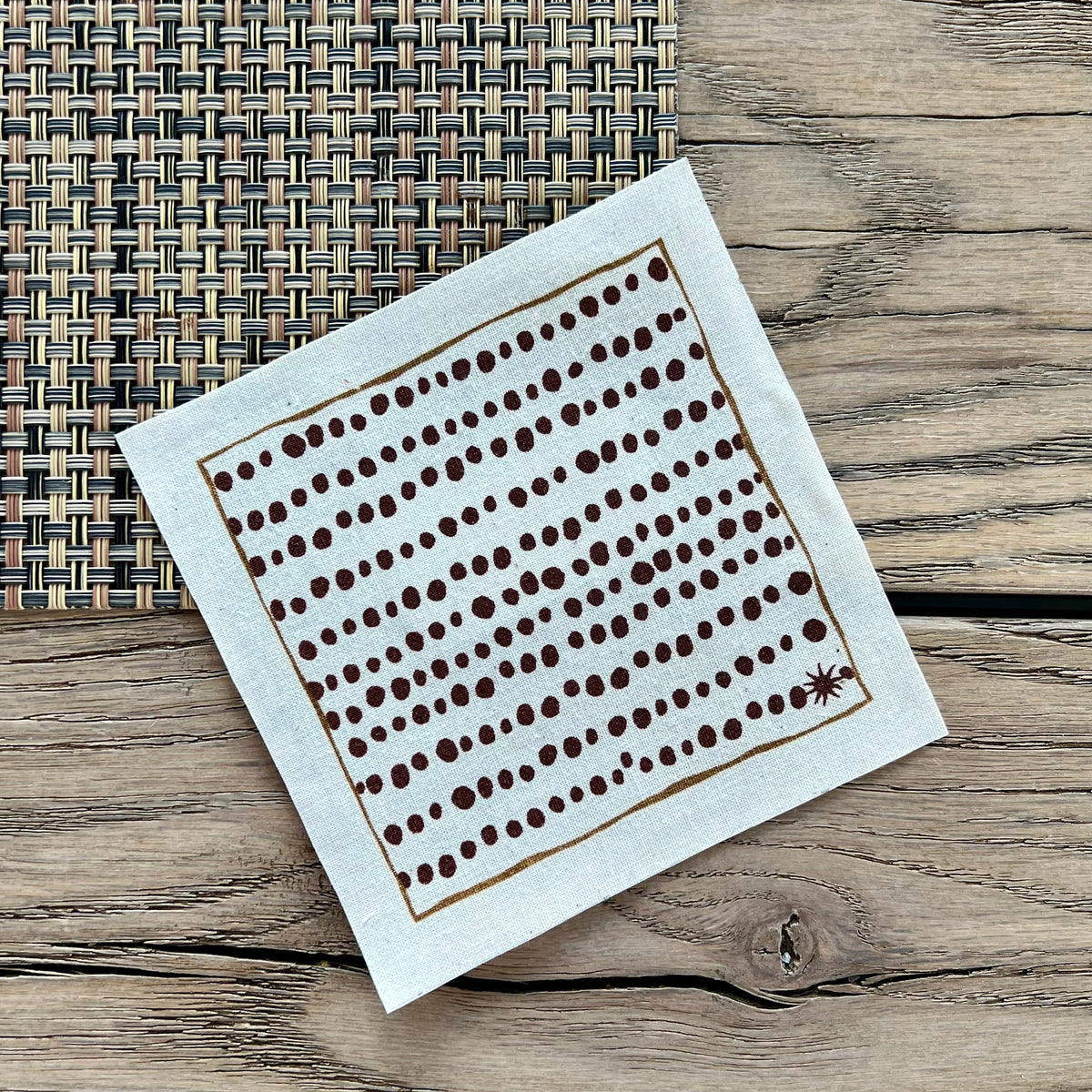 maaterra compostable cotton cocktail napkin with Speckles design