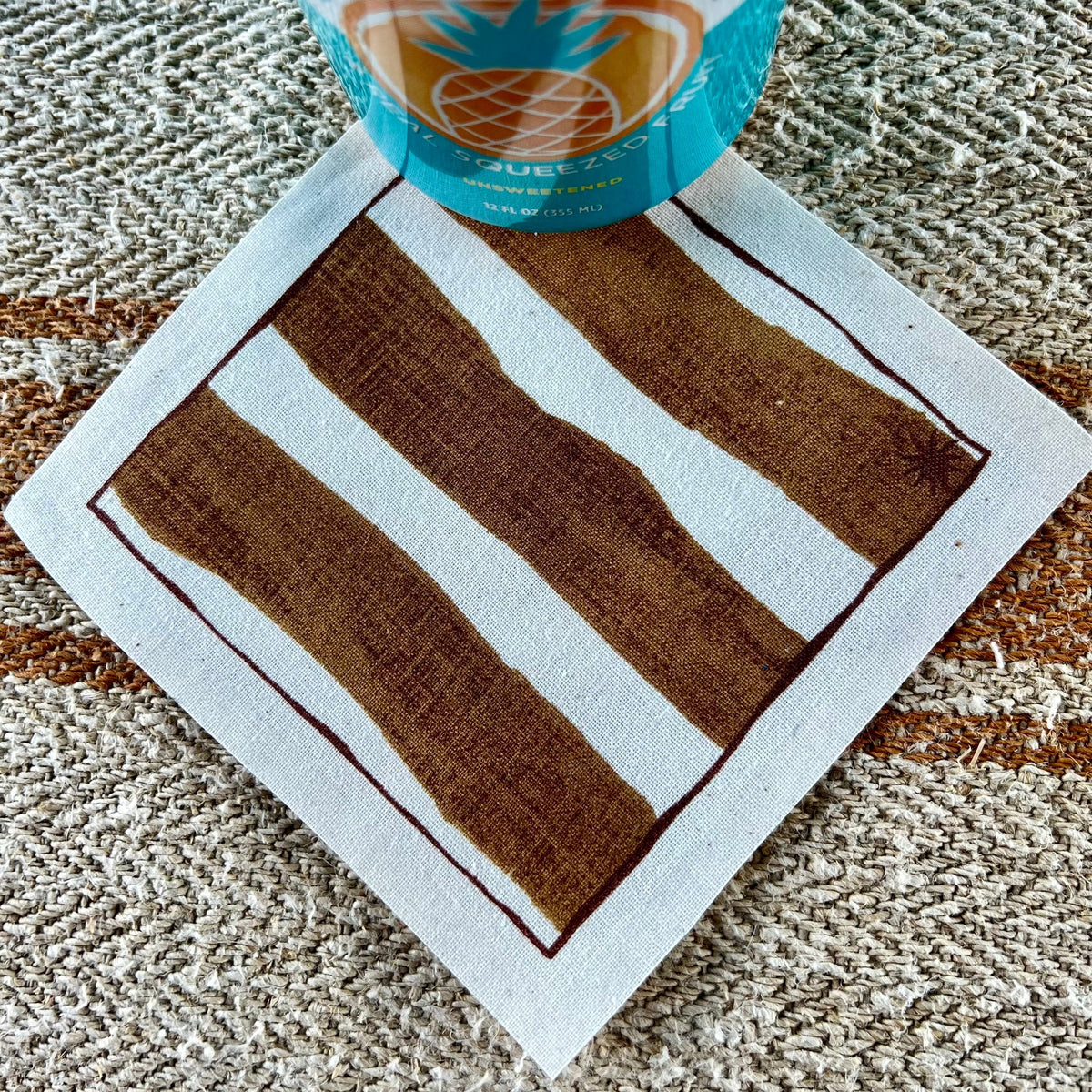 maaterra compostable cotton cocktail napkin with Wide Stripe design