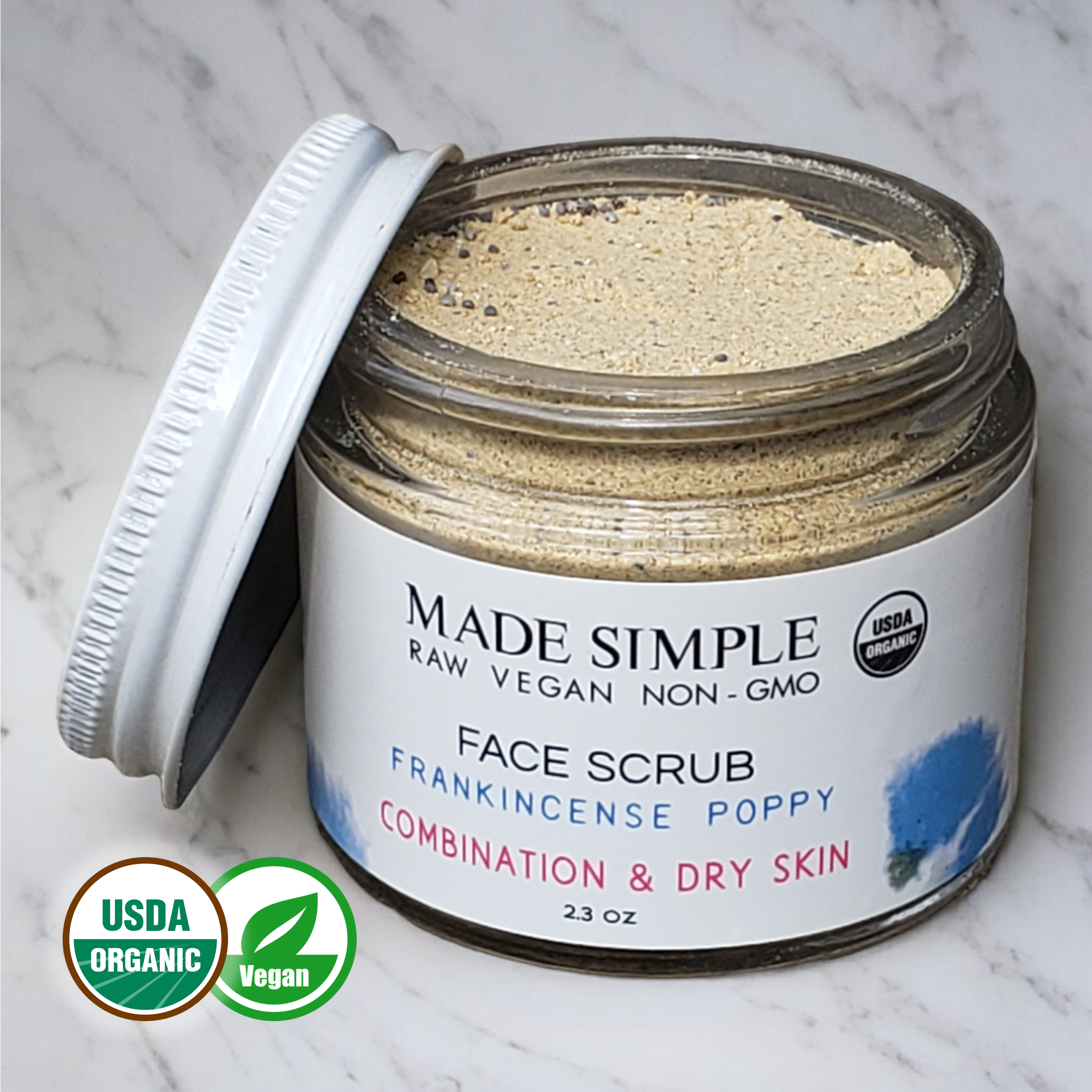FACE SCRUB - Frankincense Poppy Seed for Combination/Dry Skin