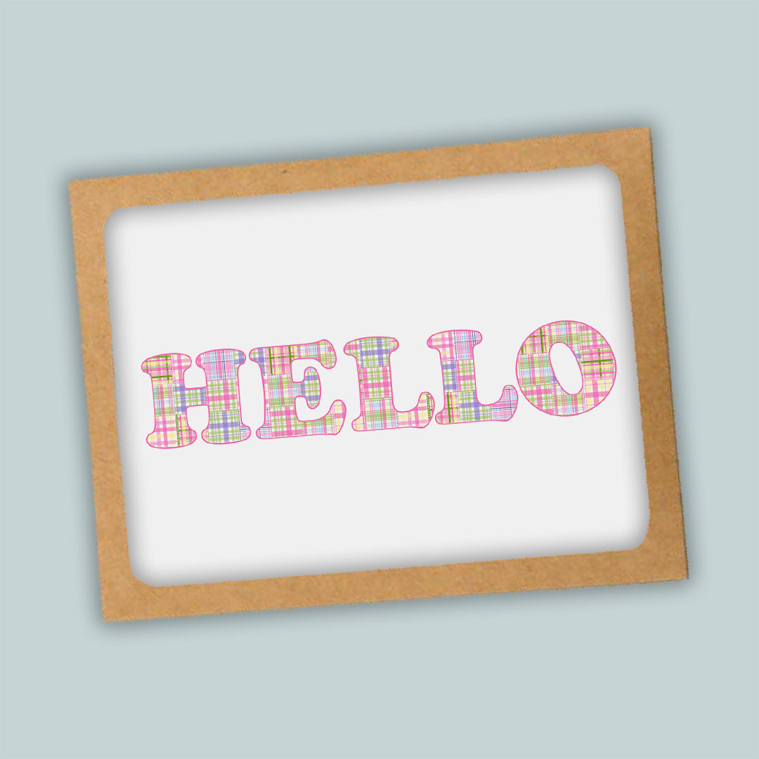 Madras Plaid Folded Note Cards, Pink and Purple - Box of 8