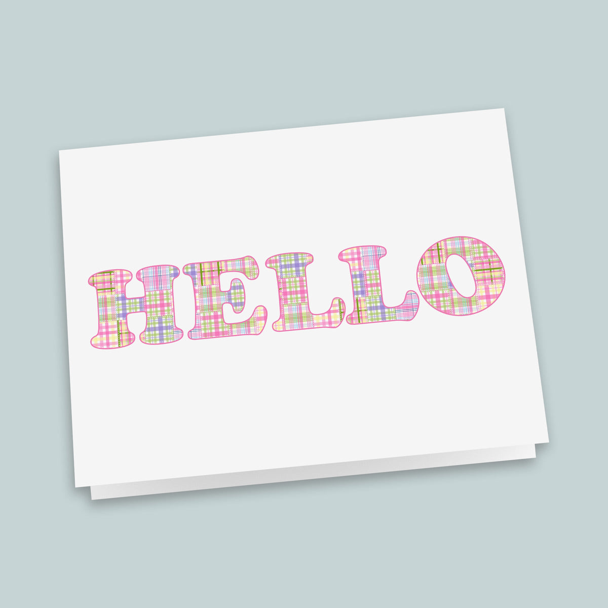 Madras Plaid Folded Note Cards, Pink and Purple - Box of 8