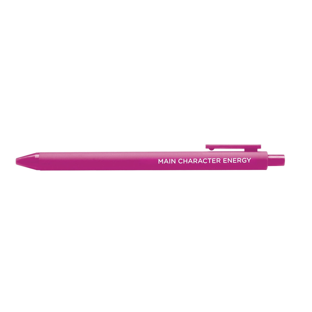 Main Character Energy pen — magenta barrel bookish gel pen for readers and book lovers by MangoIllustrated