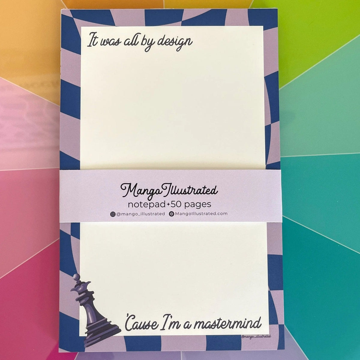 Mastermind notepad — 50 tear away sheets of purple illustrated stationery by indie artist MangoIllustrated